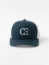Navy and white cap with a CE logo on a light gray background |Color:Navy/White