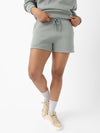 Haze CityScape Shorts. The shorts are being worn by a female model in skate shoes. The background it a white background. |Color:Haze