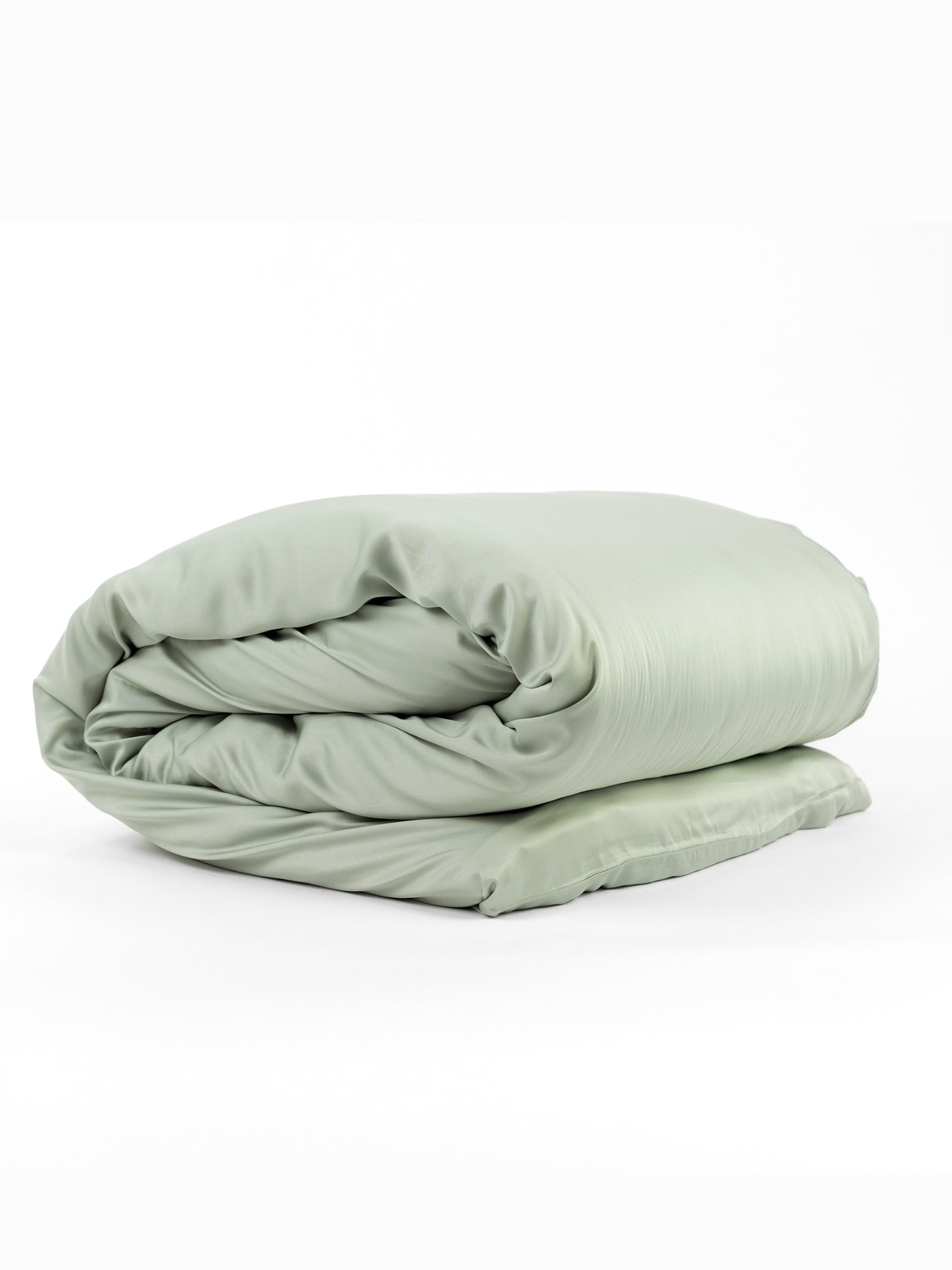 Displayed against a white background is a Bamboo Duvet Cover in Laurel, made by Cozy Earth.