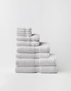 Stack of Cozy Earth Complete Luxe Bath Bundle is light gray on a white background |Color:Light Grey