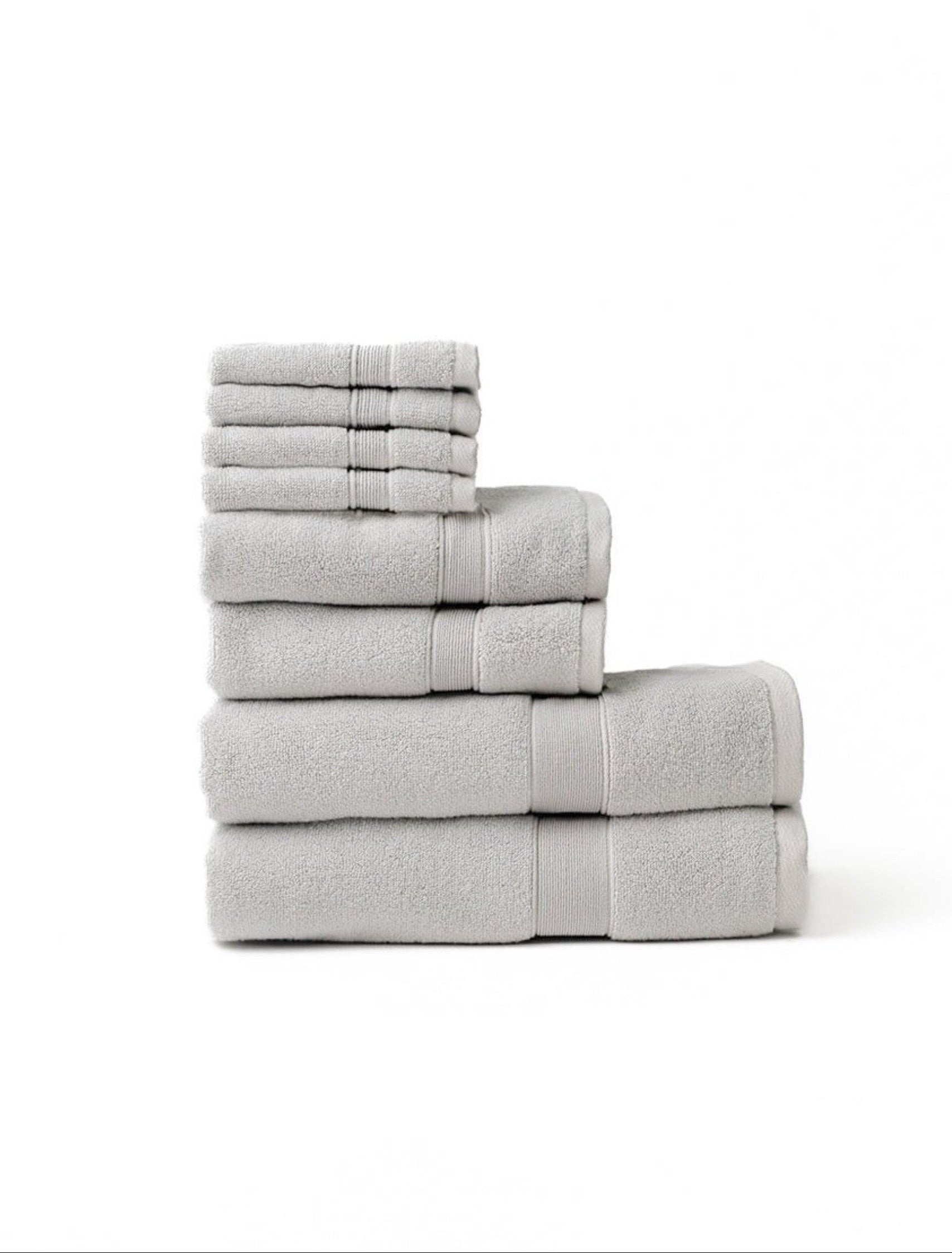 Light grey luxe bath towel set folded with white background |Color:Light Grey