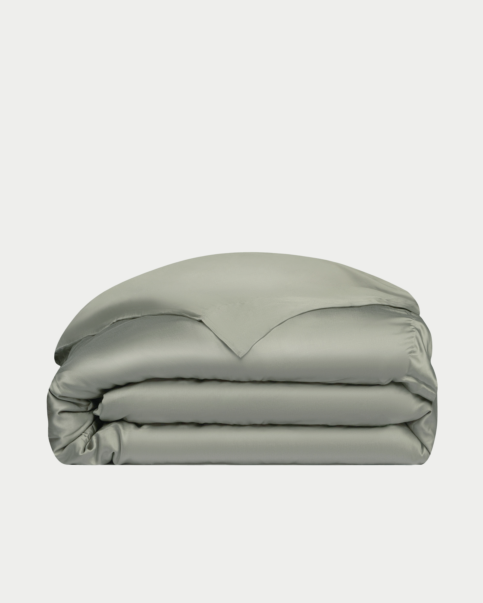 Sage duvet cover folded with white background 