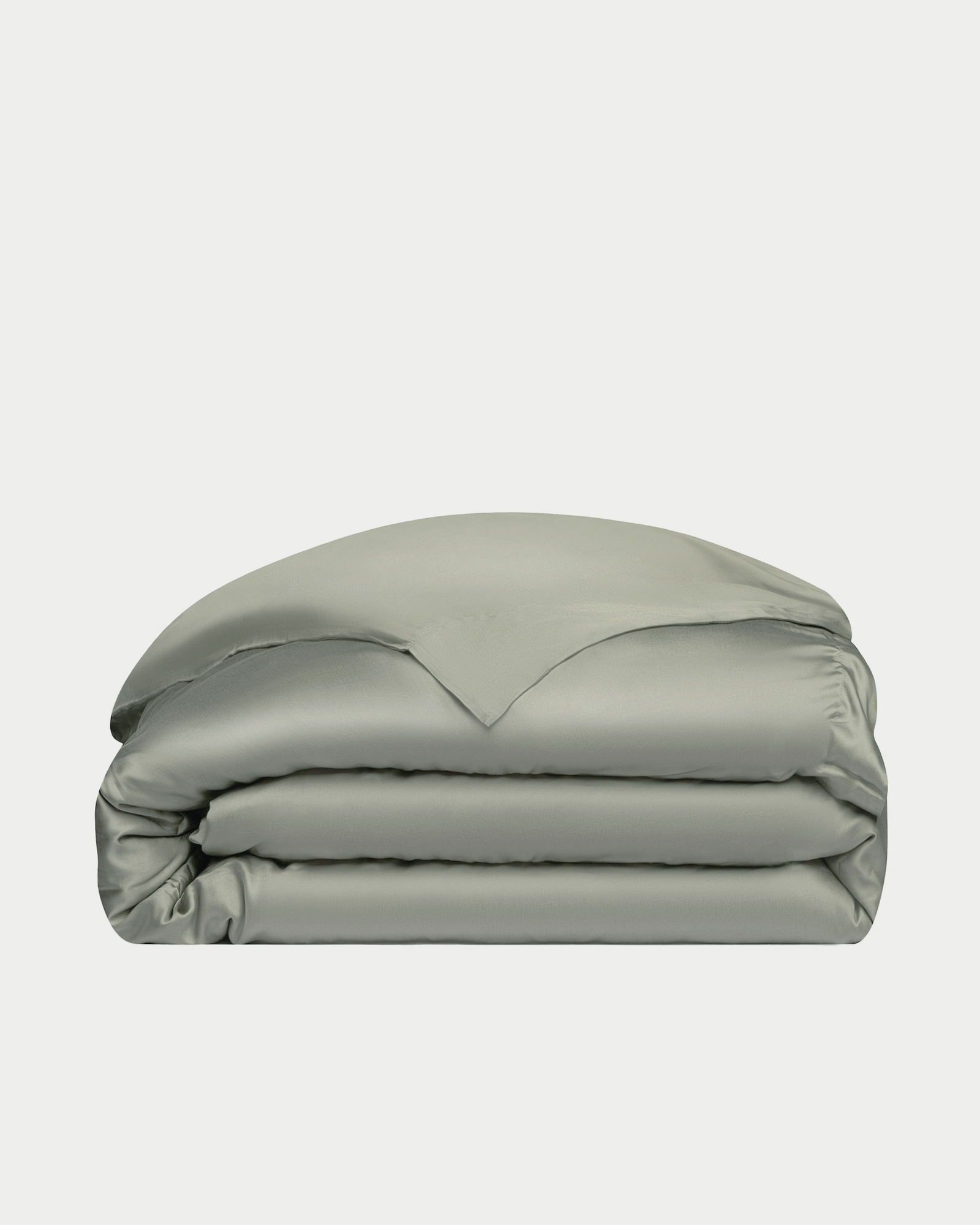 Sage duvet cover folded with white background