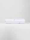 A neatly folded Bamboo Duvet Cover by Cozy Earth, showcasing small, colorful illustrations of people engaged in various activities against a plain white background. |Color:Skiers