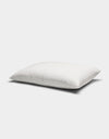 The Baja Double Sided Sham by Cozy Earth is a white, rectangular pillow with subtle horizontal stitching, displayed against a plain light gray background.|Color:Laurel Stripe/Striped Bone