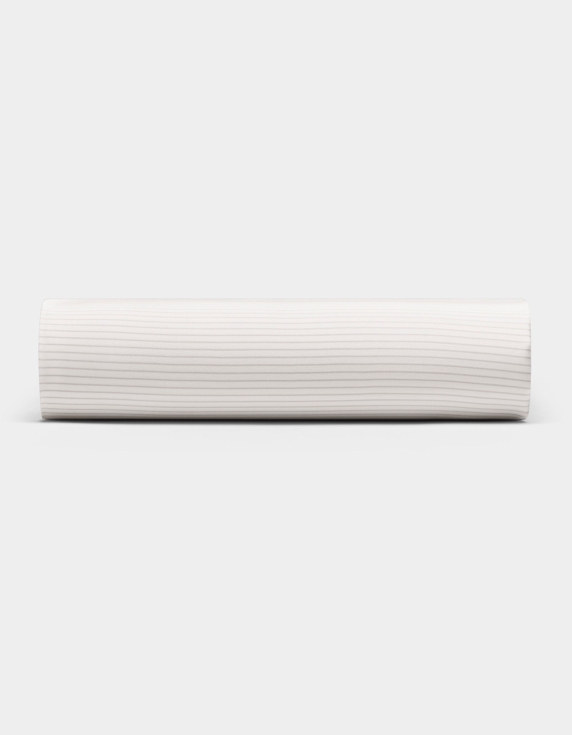 The Bamboo Fitted Sheet by Cozy Earth, displayed against a plain white background, features a smooth white finish and luxurious texture.|Color:Driftwood Pinstripe