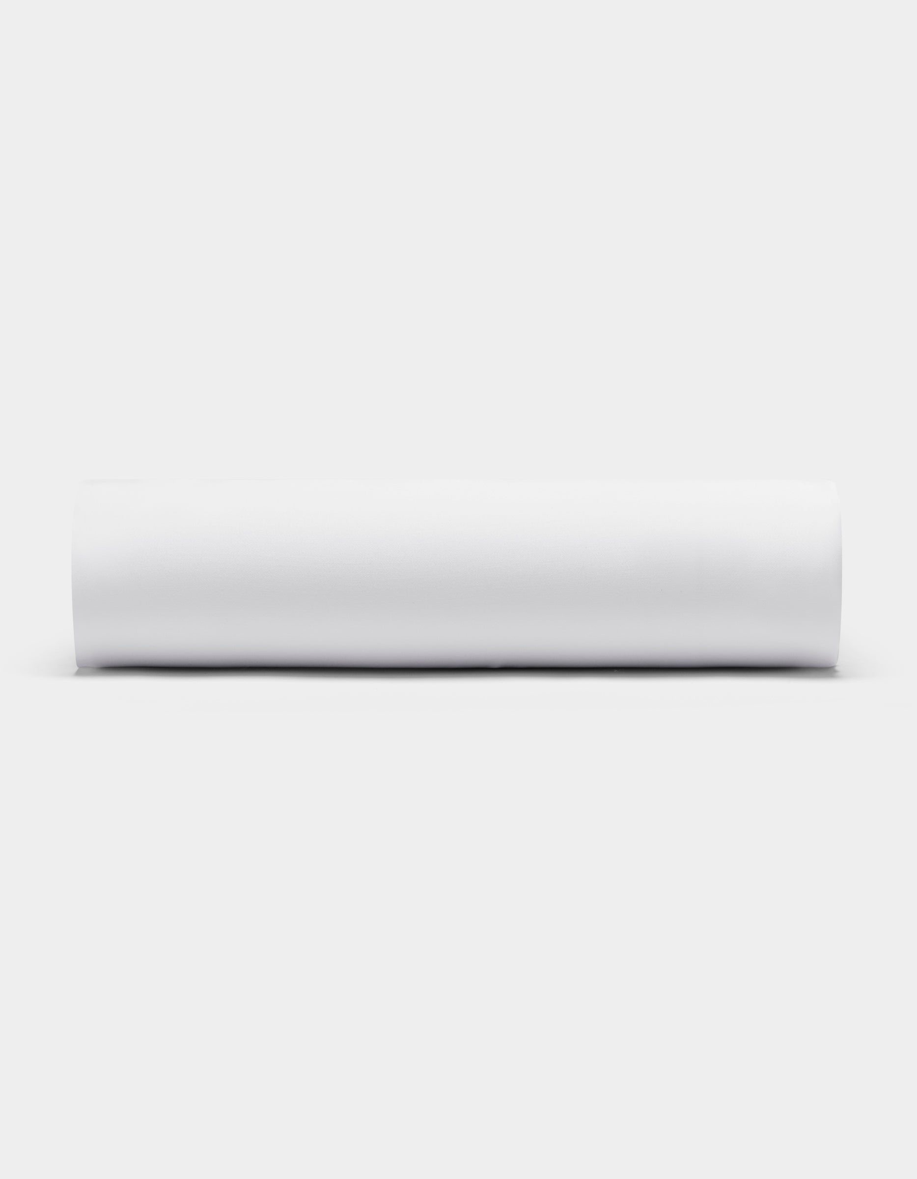 A Cozy Earth Bamboo Fitted Sheet, neatly rolled in a white cylinder, is displayed horizontally against a white background.|Color:White