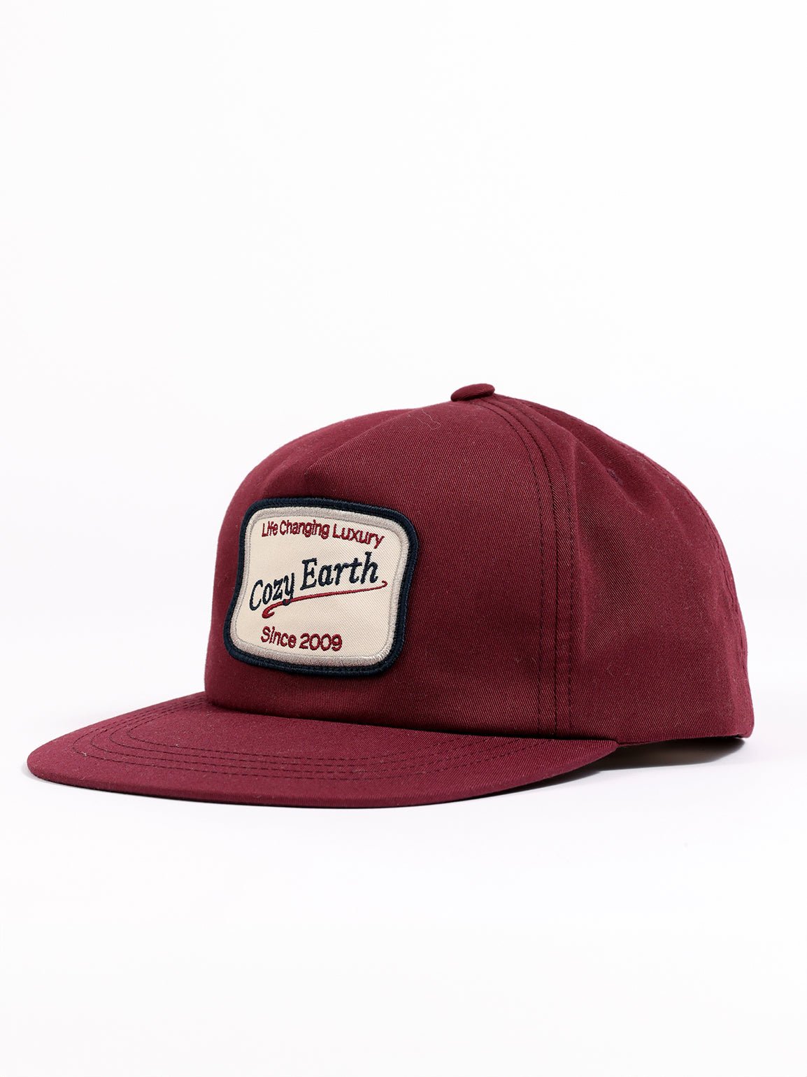 Side and front of maroon heritage snapback 