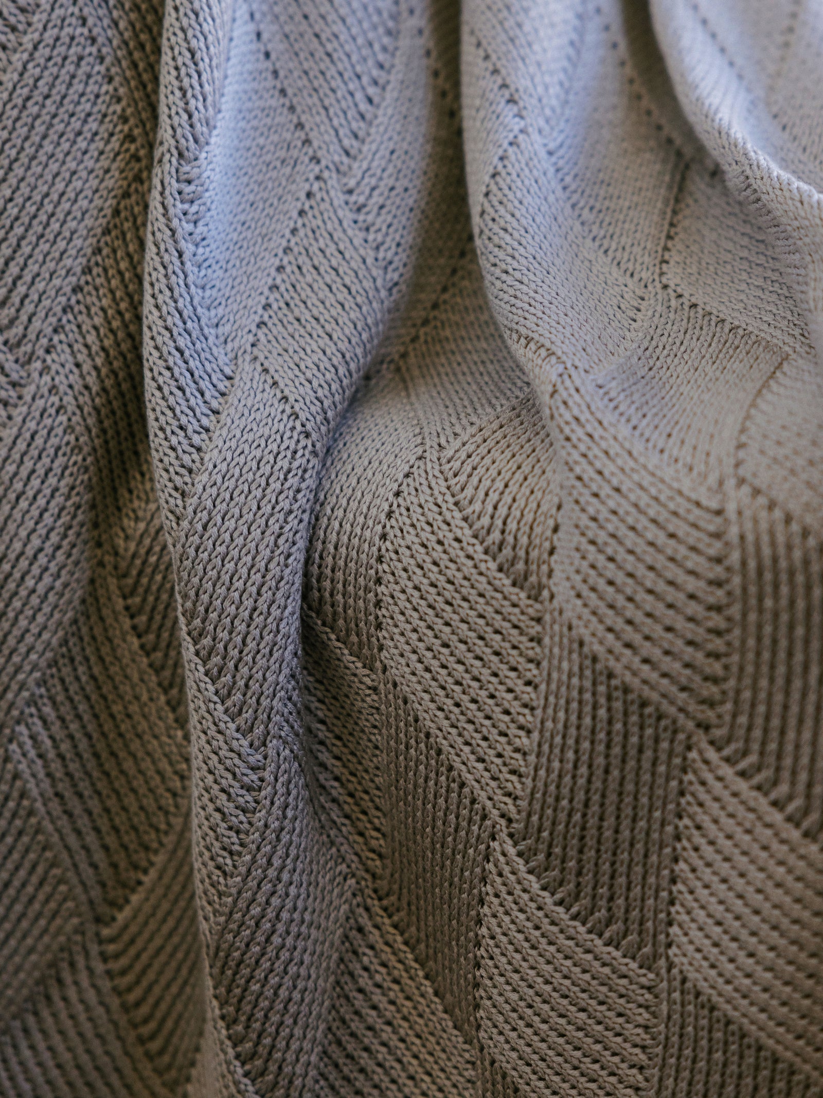Walnut Diamond Knit Blanket photographed close up. 