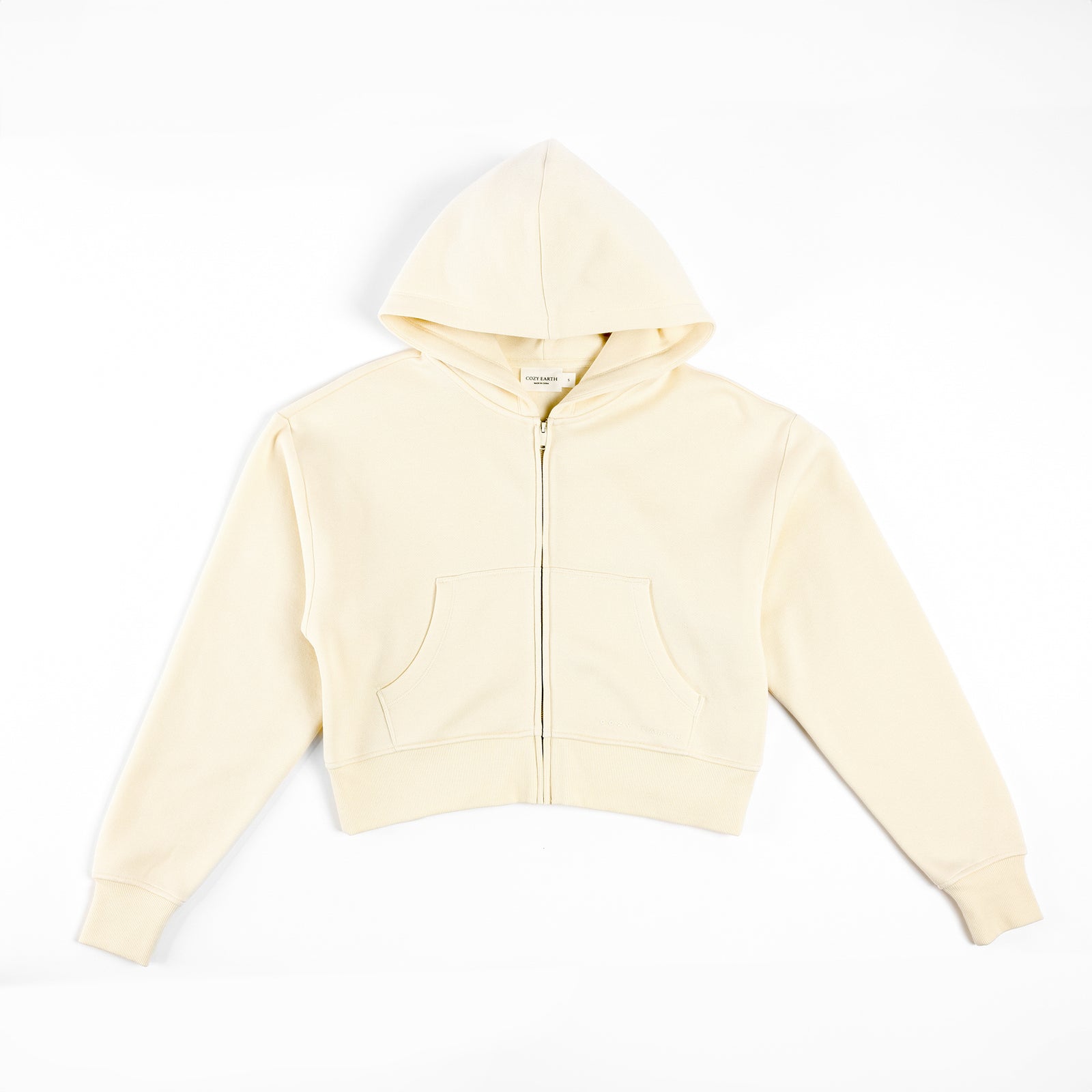 Alabaster CityScape Cropped Full Zip with white background