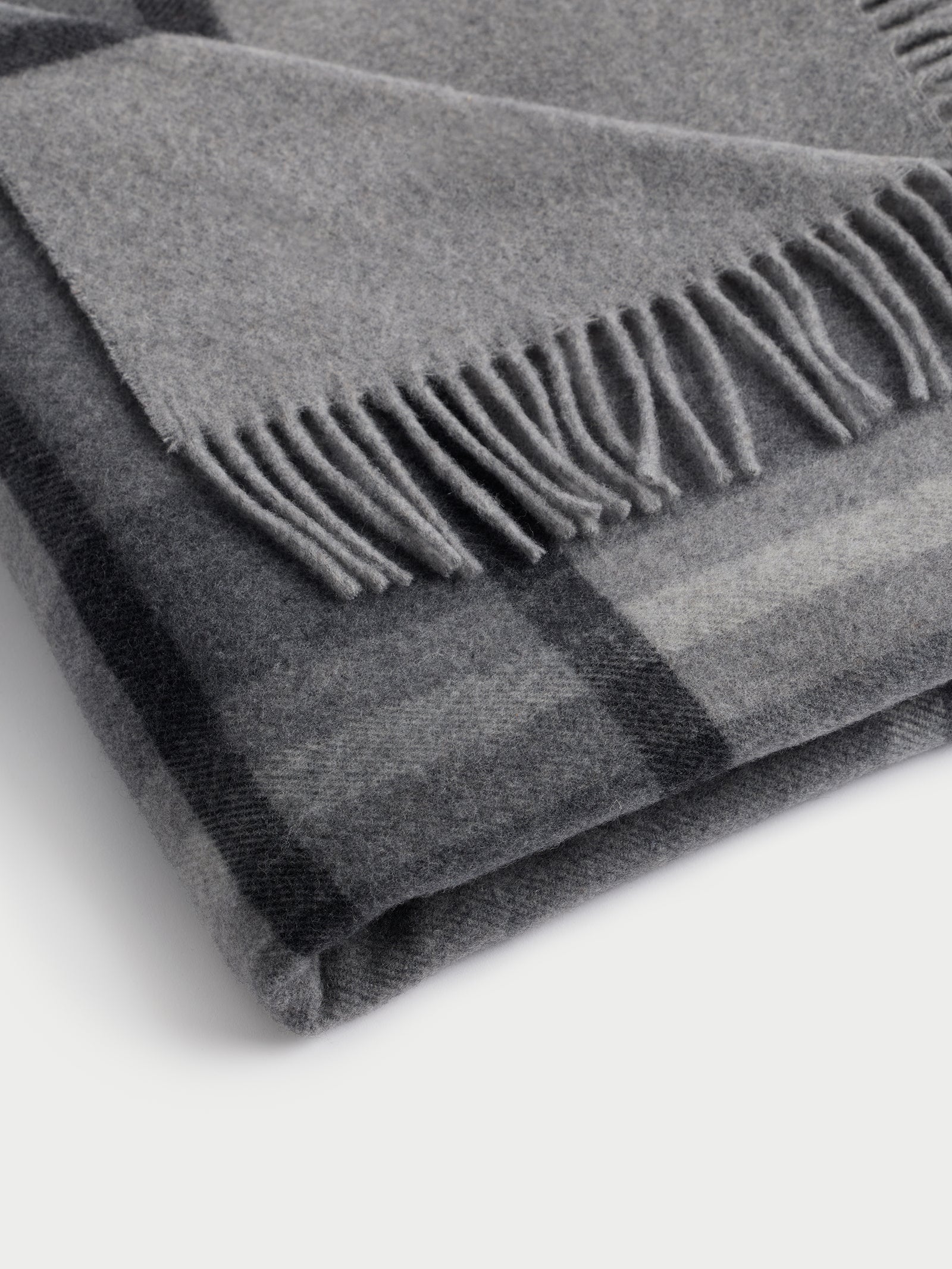 Close up of folded grey lucca throw