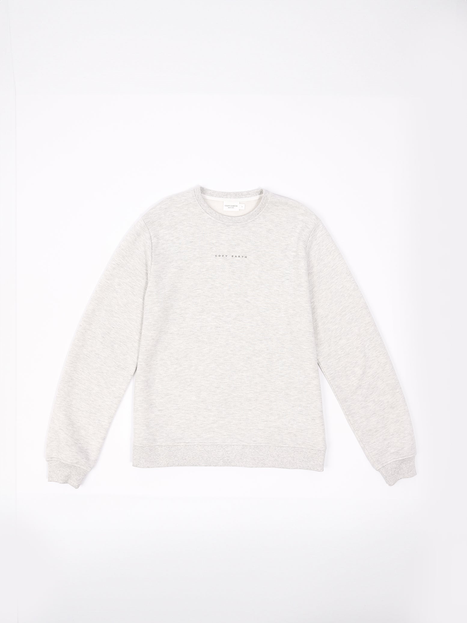 Flat lay of heather grey cityscape crewneck