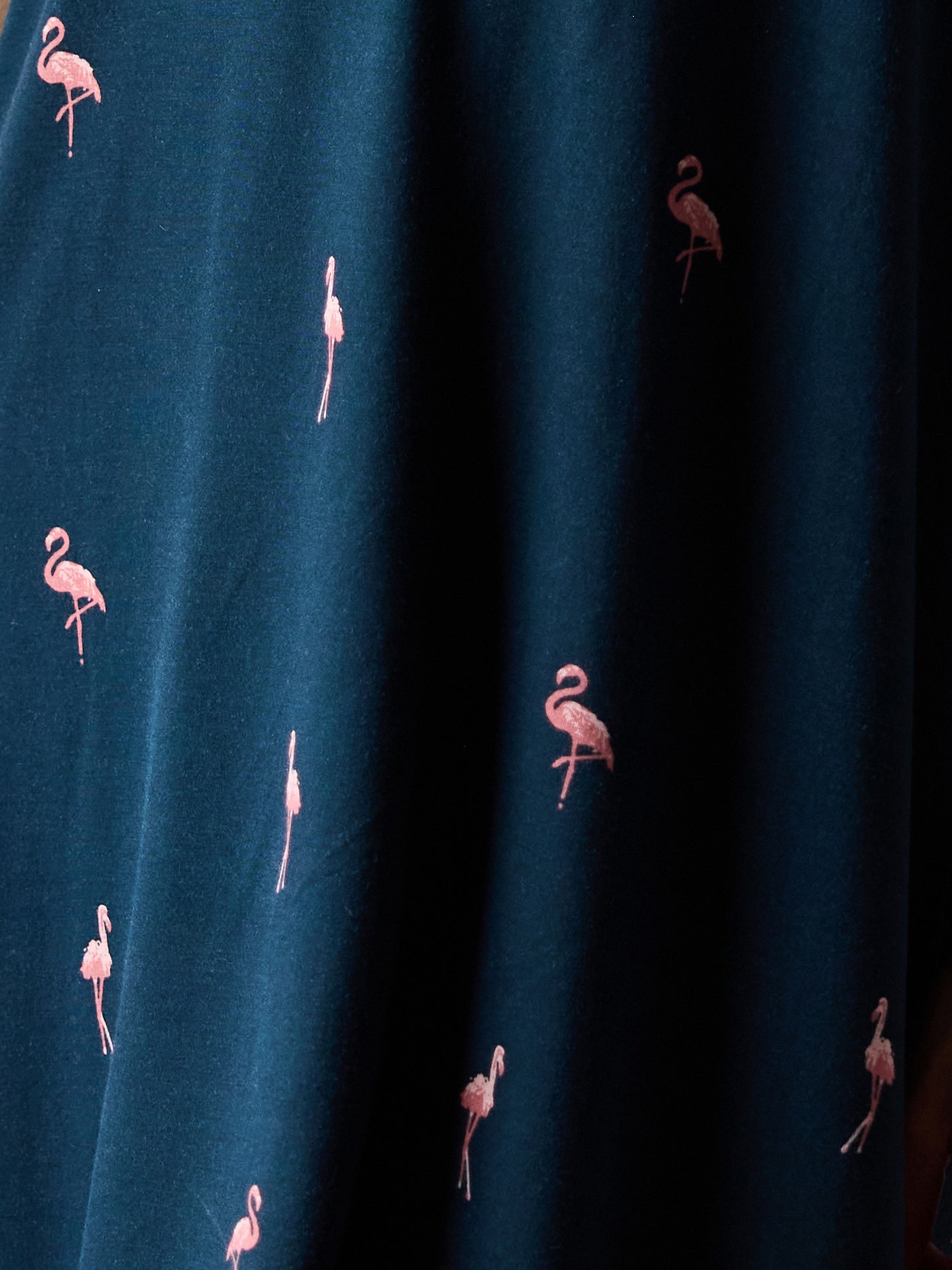 Close up of flamingo pajama print