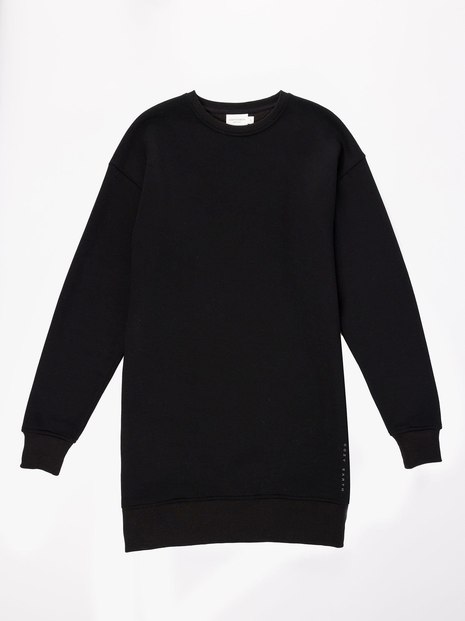 Black CityScape Crewneck Dress with white background