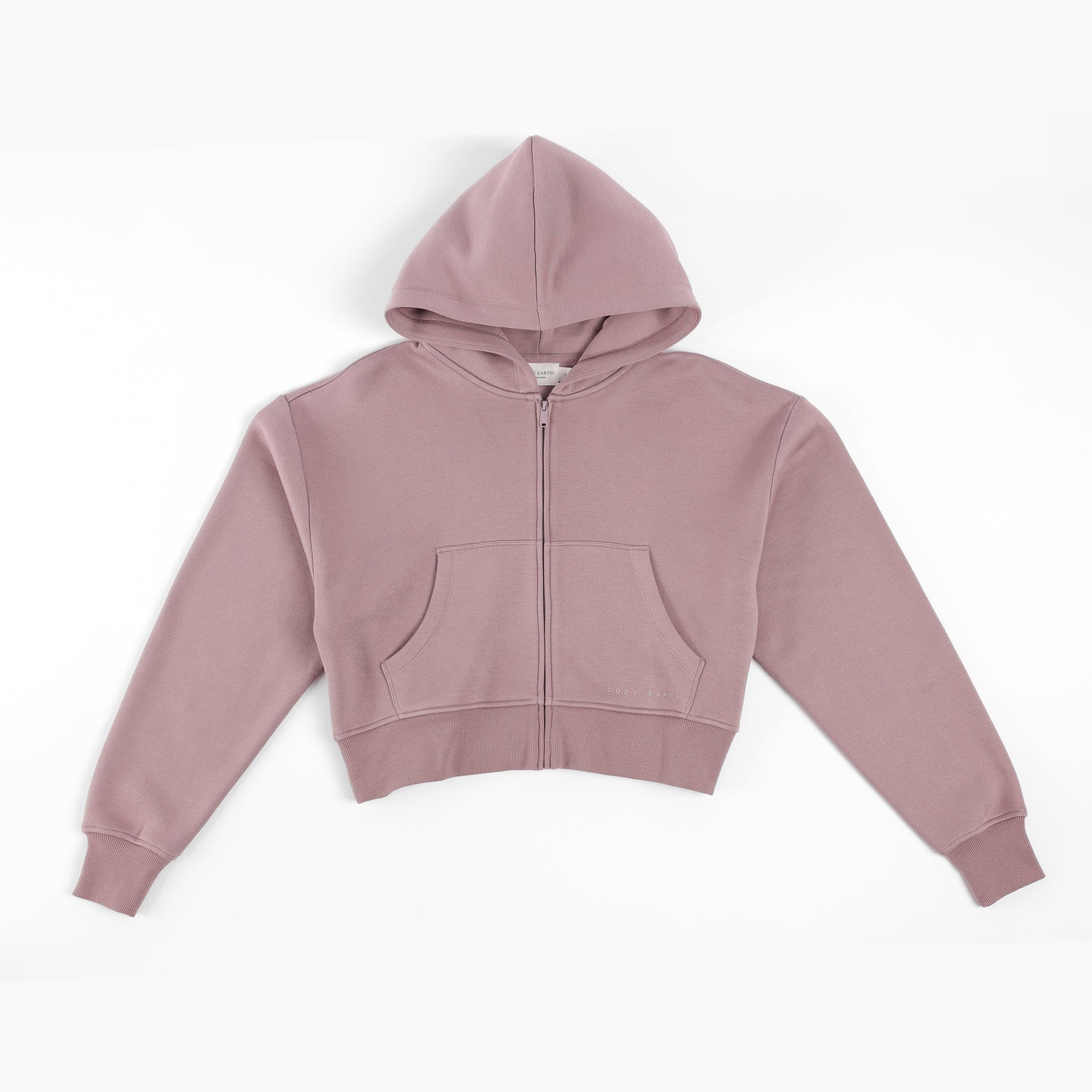 Dusty Orchid CityScape Cropped Full Zip with white background