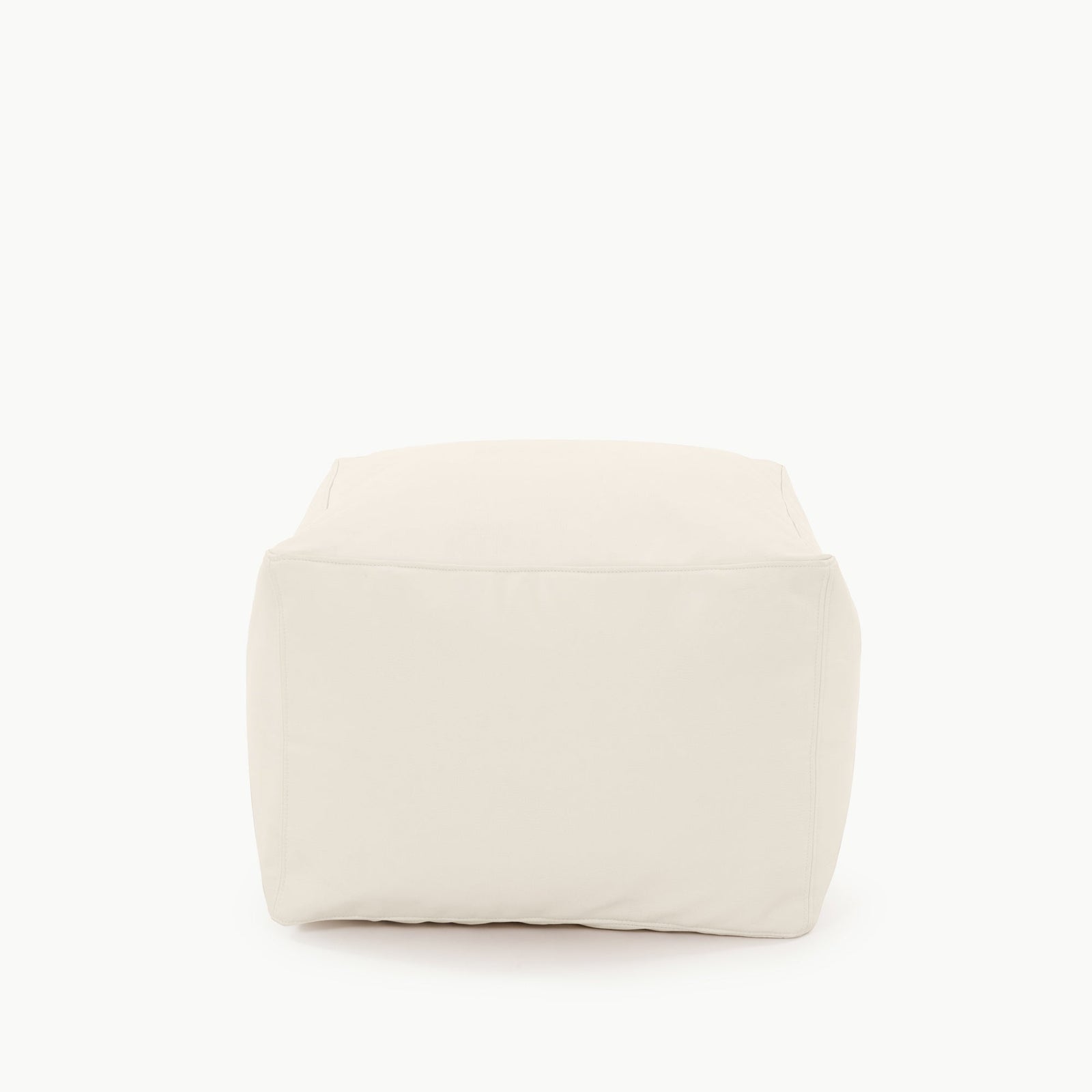 The Gathre Wholesale Pouf is a square, off-white bean bag made with smooth fabric, shown against a plain white background.