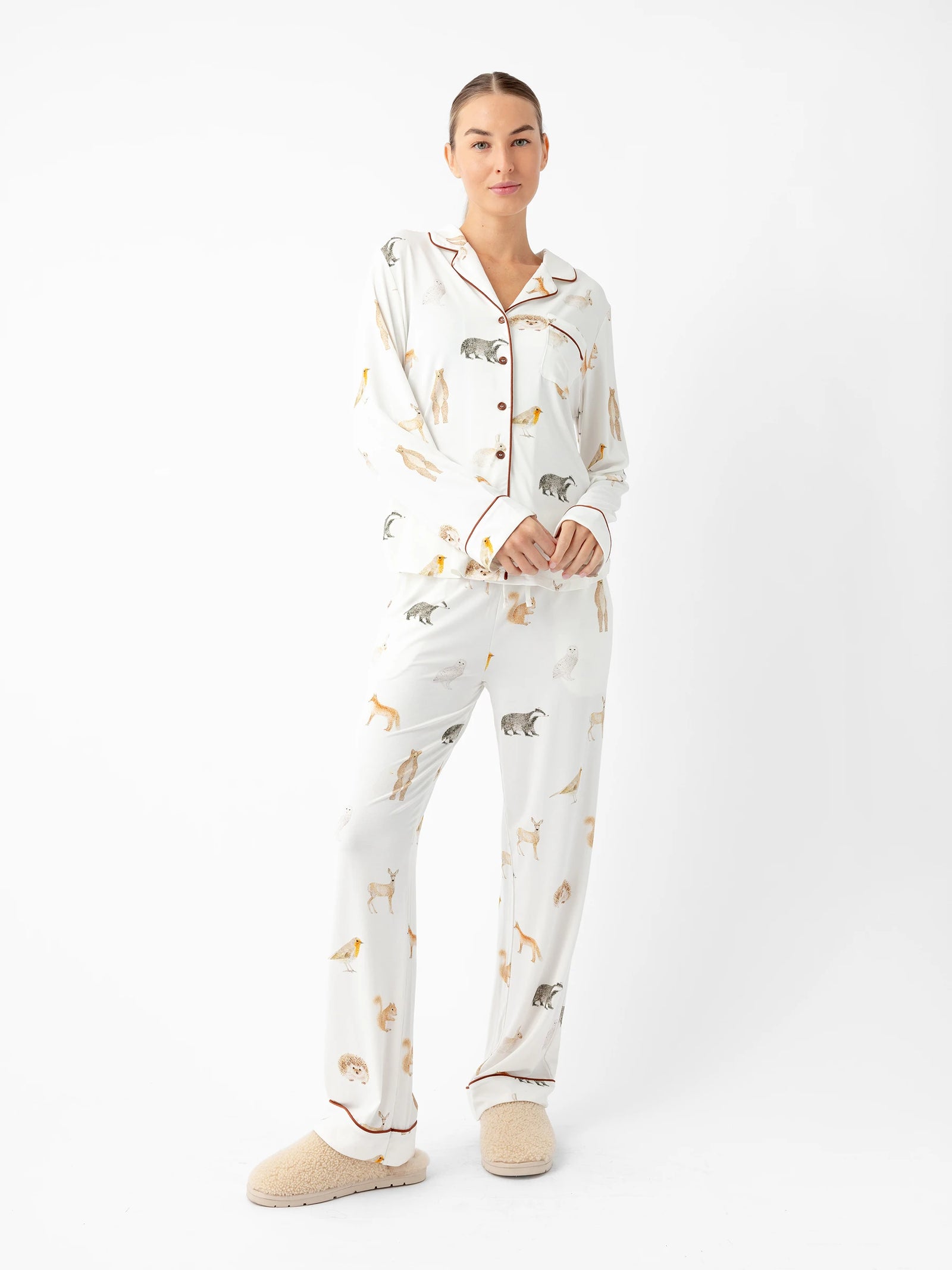 Women's Long Sleeve Bamboo Pajama Top in Stretch-Knit