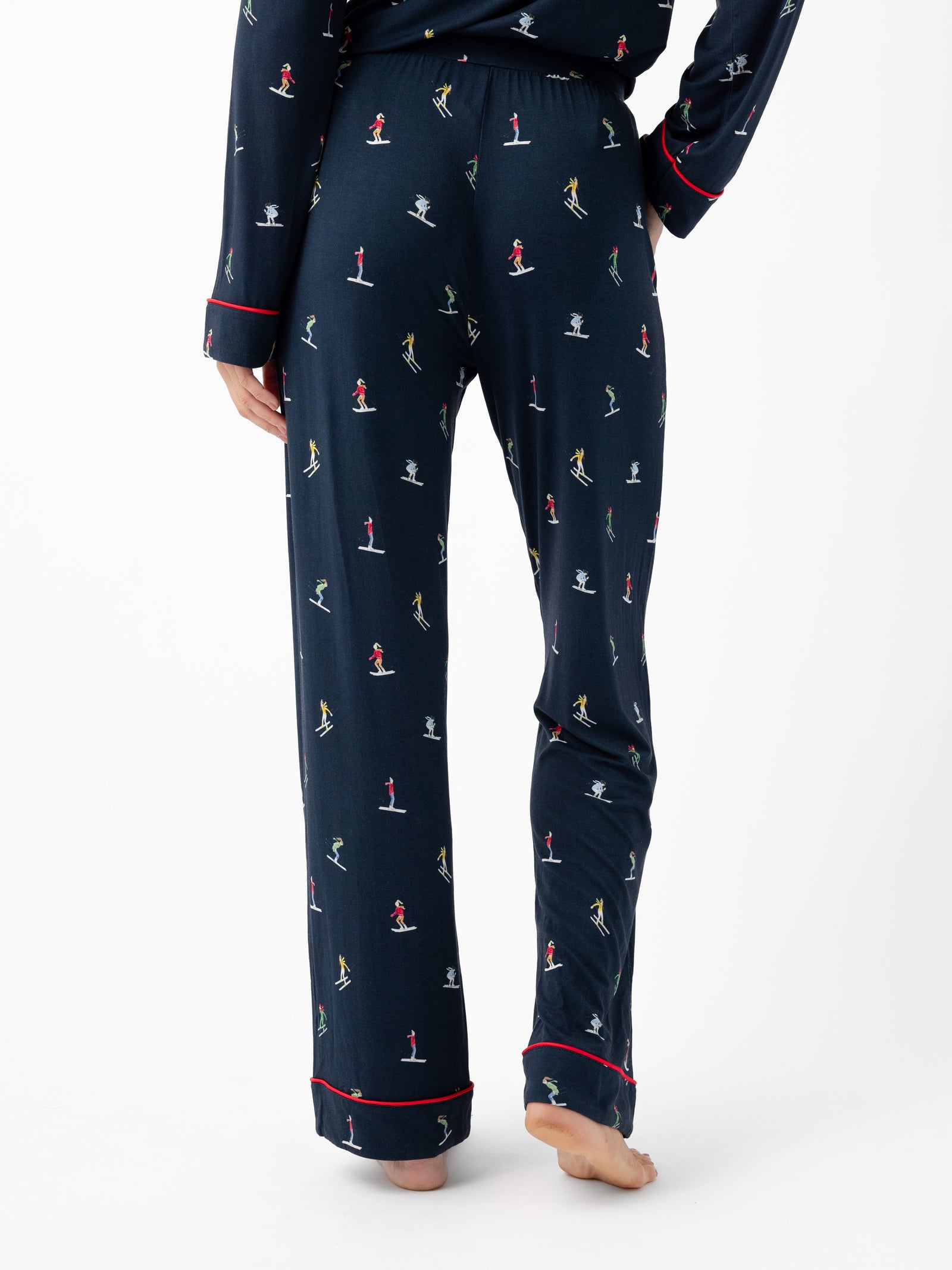 Woman wearing Women's Stretch-Knit Bamboo Pajama Pant in Ski Navy
