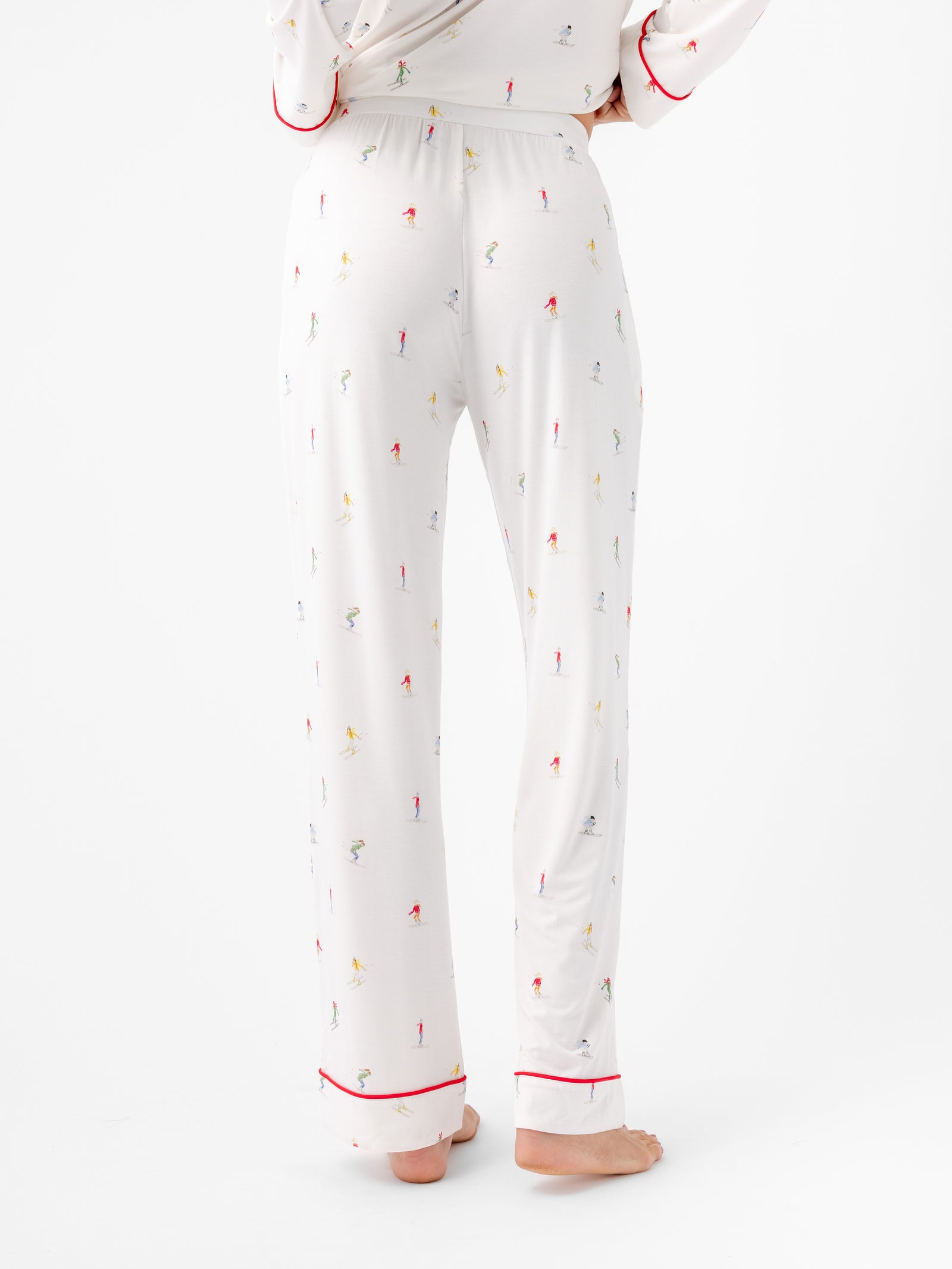 Woman wearing Women's Stretch-Knit Bamboo Pajama Pant in Ski Ivory