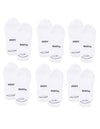 Six pairs of Cozy Earth Essential Ankle Socks are arranged in two rows on a white background. Each white sock features either "COZY" or "EARTH" in black text on top. |Color:White