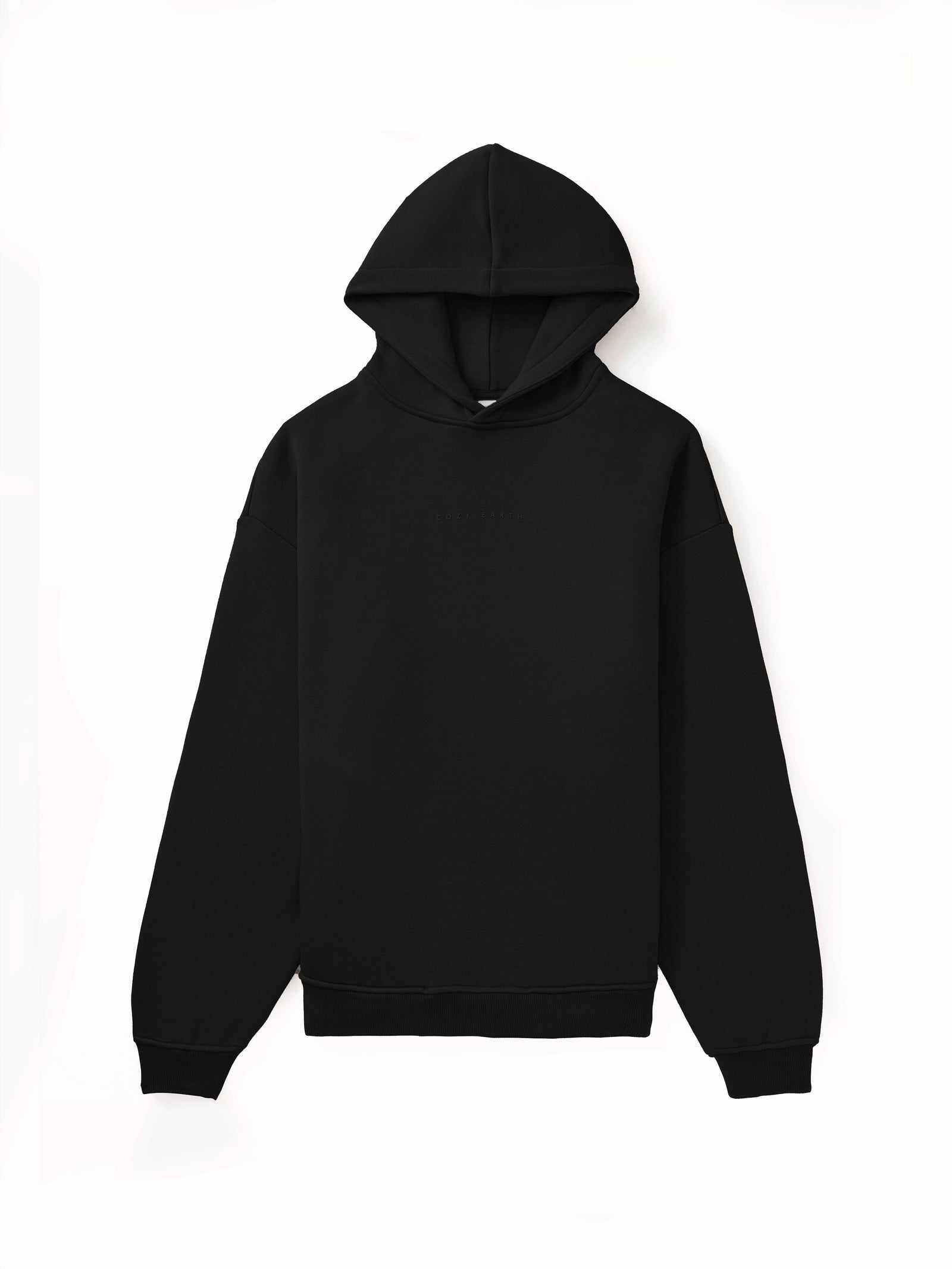 Flat lay of black cityscape hoodie