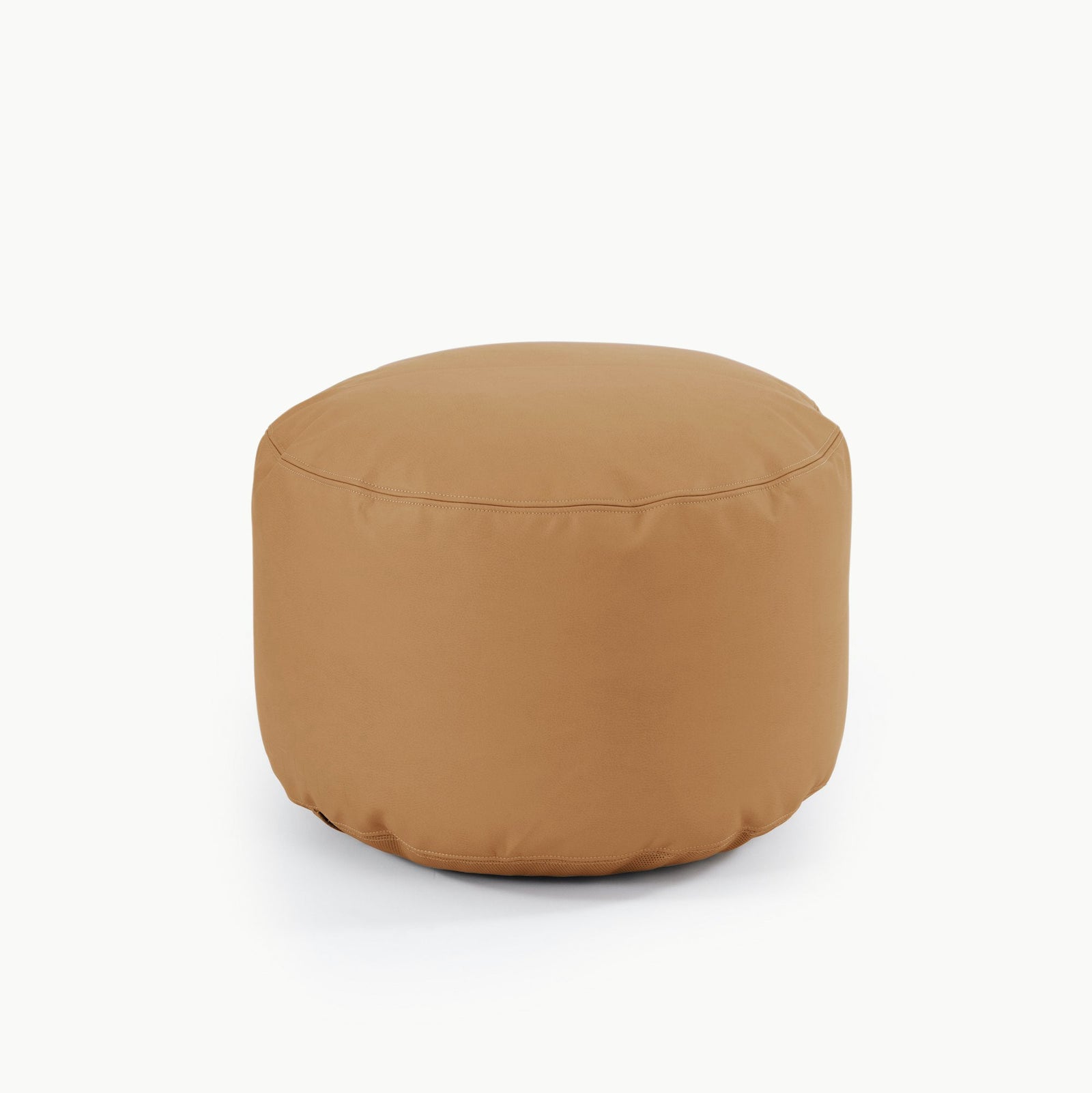 The Gathre Wholesale Pouf is a round, light brown ottoman with a smooth surface, shown on a plain white background.