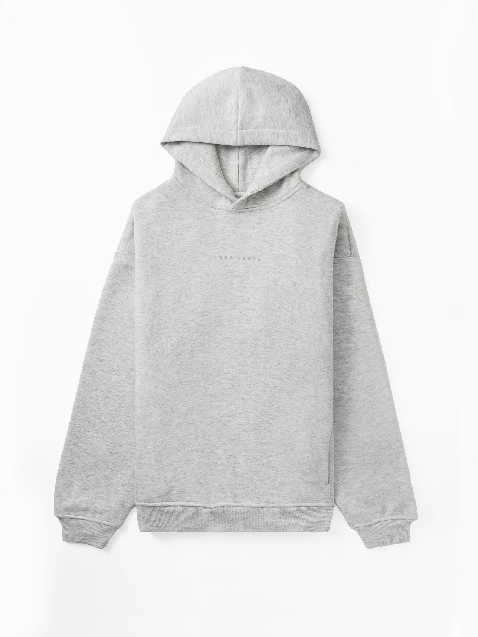 Flat lay of heather grey cityscape hoodie 