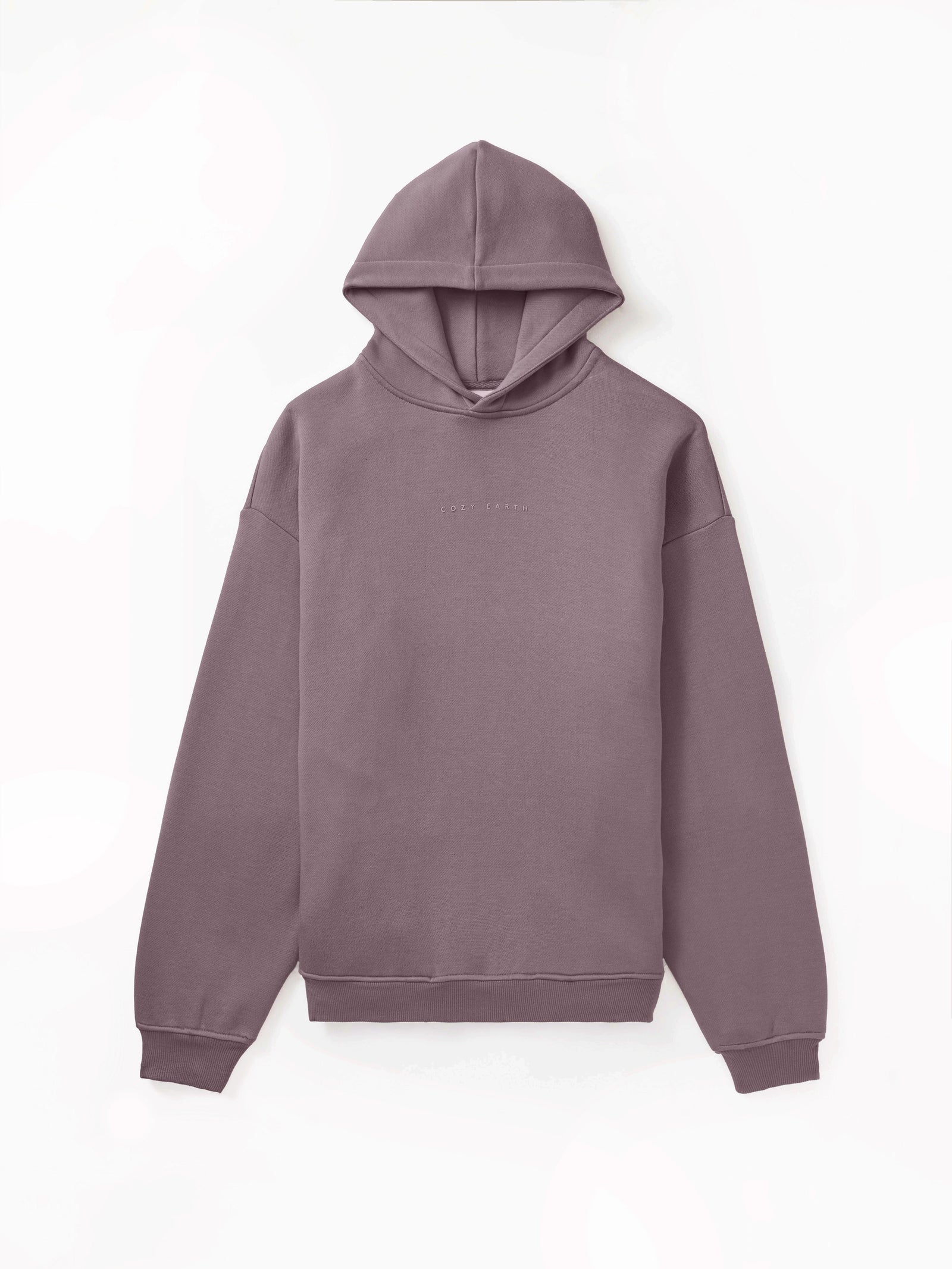 Flat lay of dusty orchid cityscape hoodie 