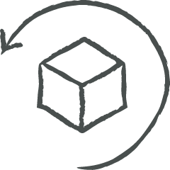 An icon of a box surrounded by a circular arrow