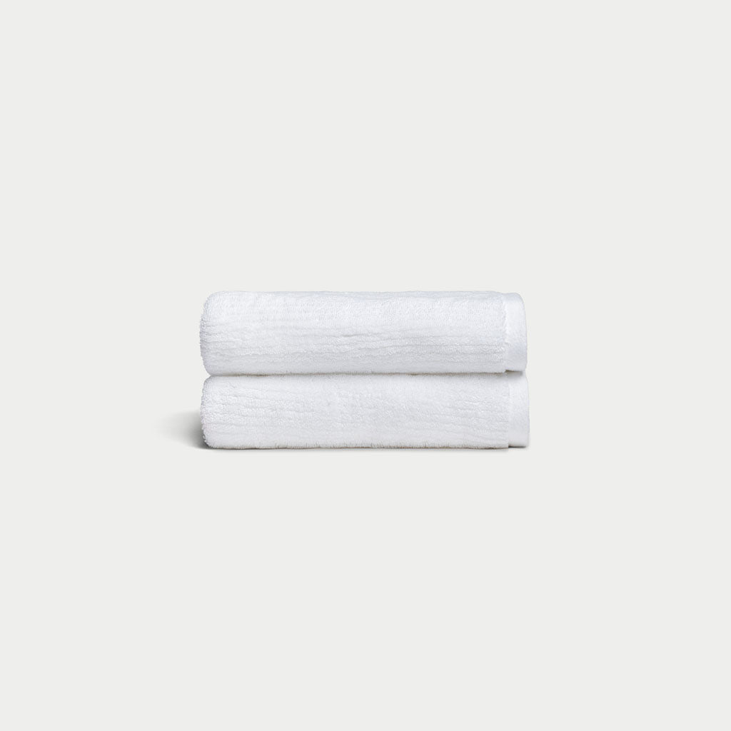 Ribbed Terry Hand Towels in the color White. Photo of product taken with a white background.