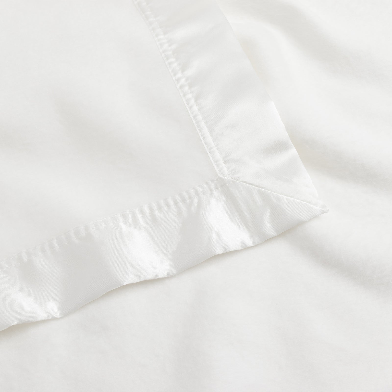 Close of up corner of white baby blanket