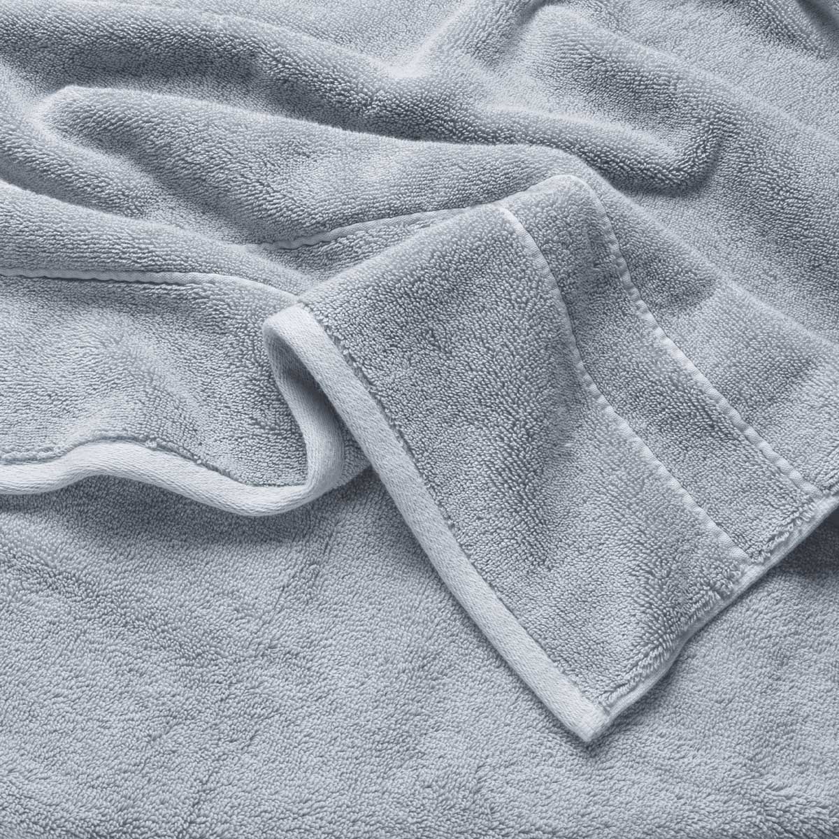 Premium Plush Bath Towel in the color Harbor Mist. Photo of Premium Plush Bath Towel taken as a close up only showing the Premium Plush Bath Towel's texture 