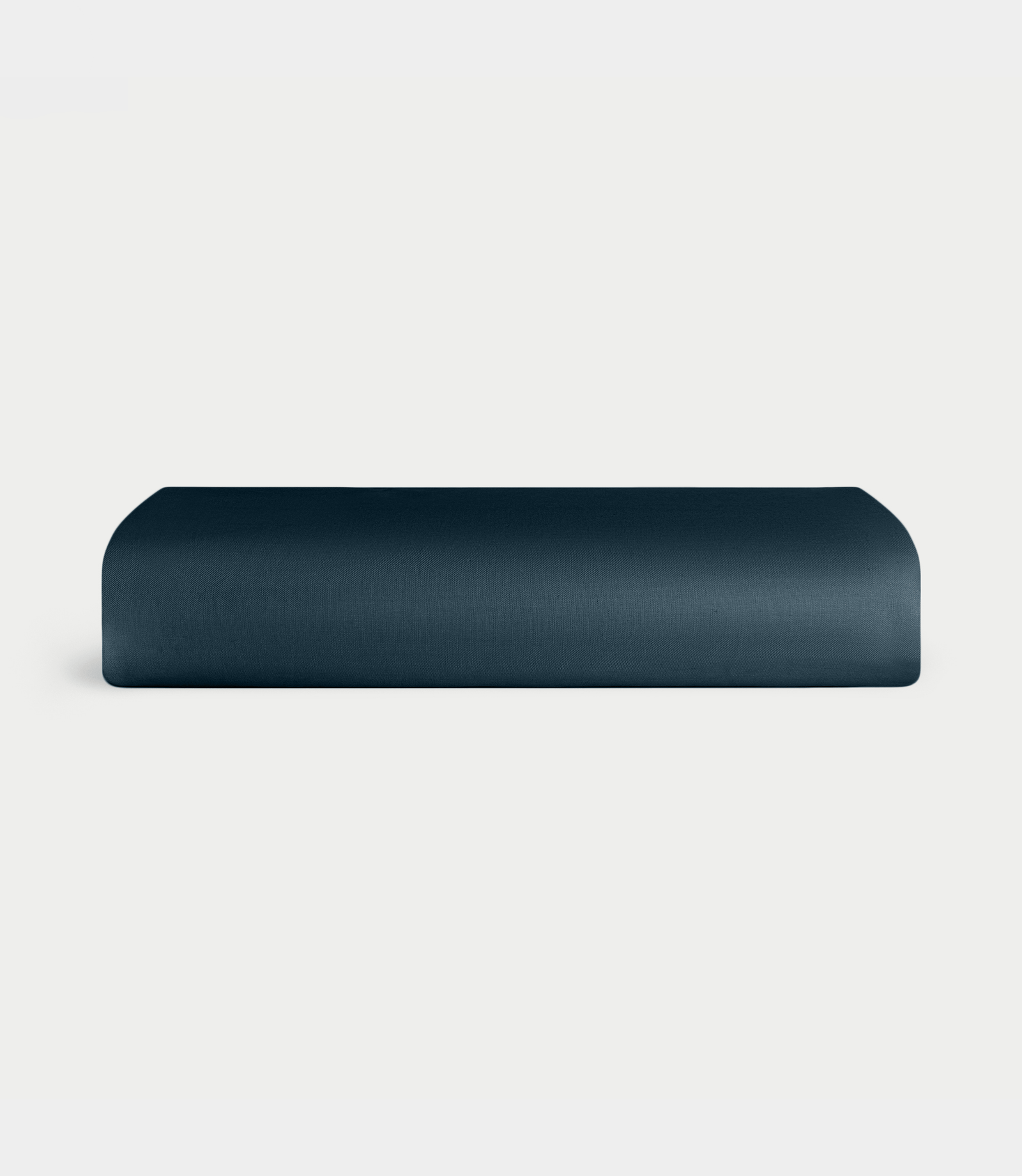 Navy Bamboo Linen Fitted Sheet Folded over a white background.