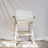 White Bamboo Throw Blanket draped over wooden stool |Color:White