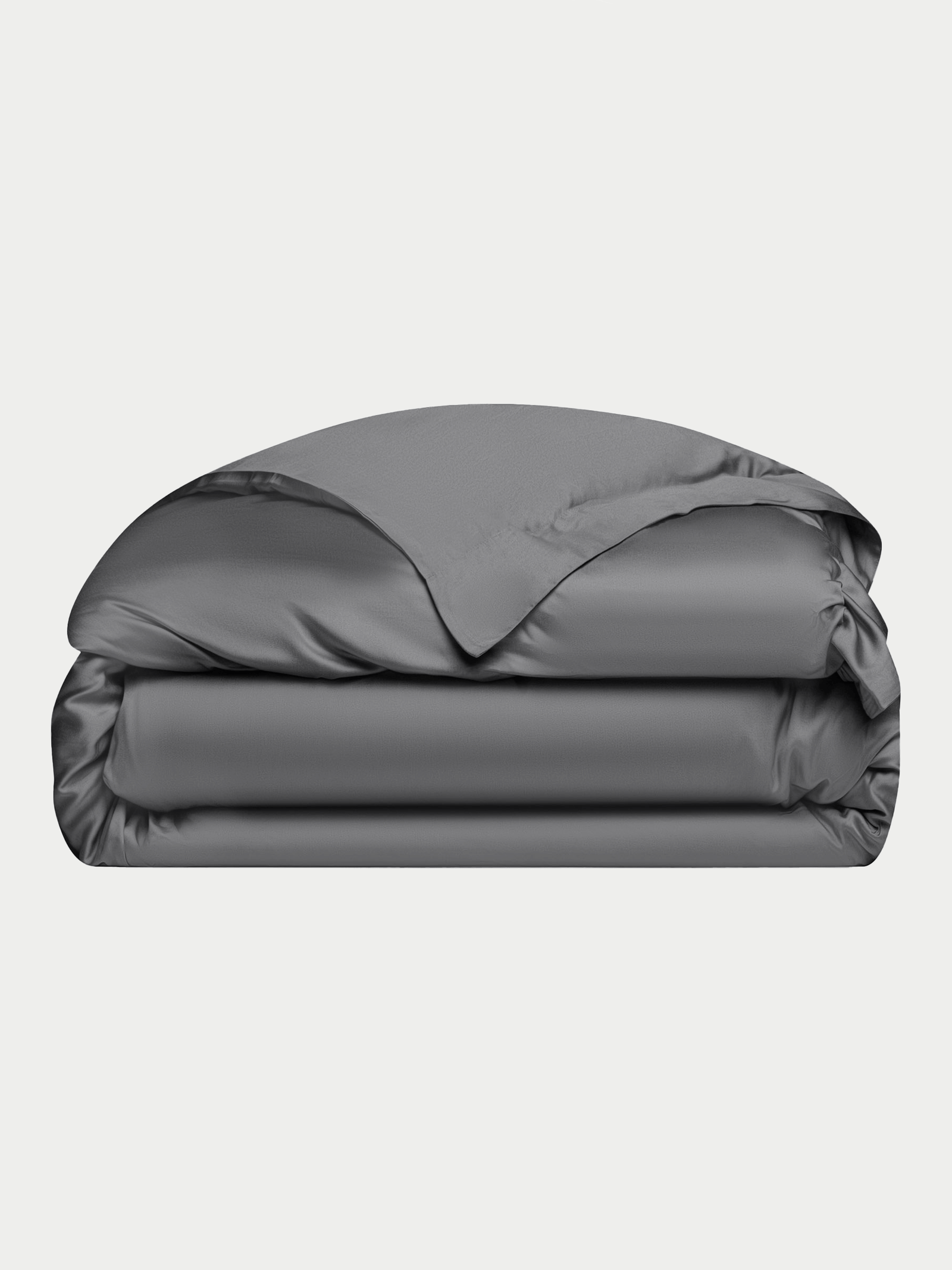 Charcoal duvet cover folded with white background