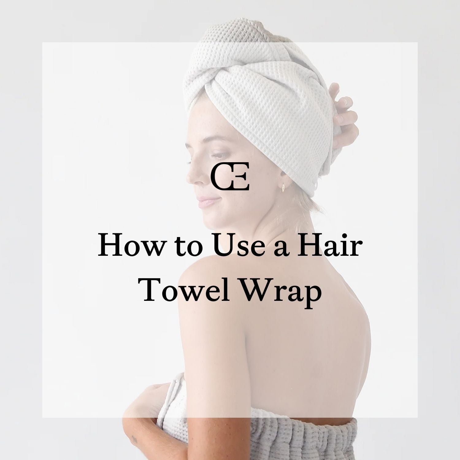 A woman wearing Cozy Earth Waffle Knit Hair Towel