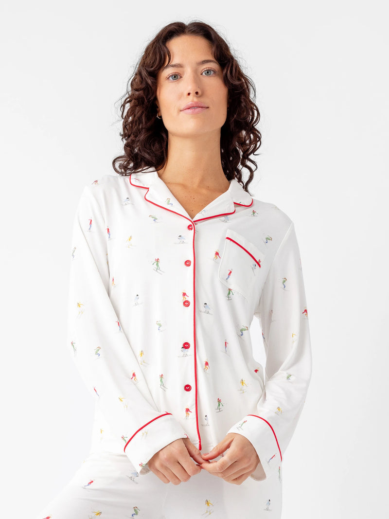 Women's Long Sleeve Bamboo Pajama Top in Stretch-Knit