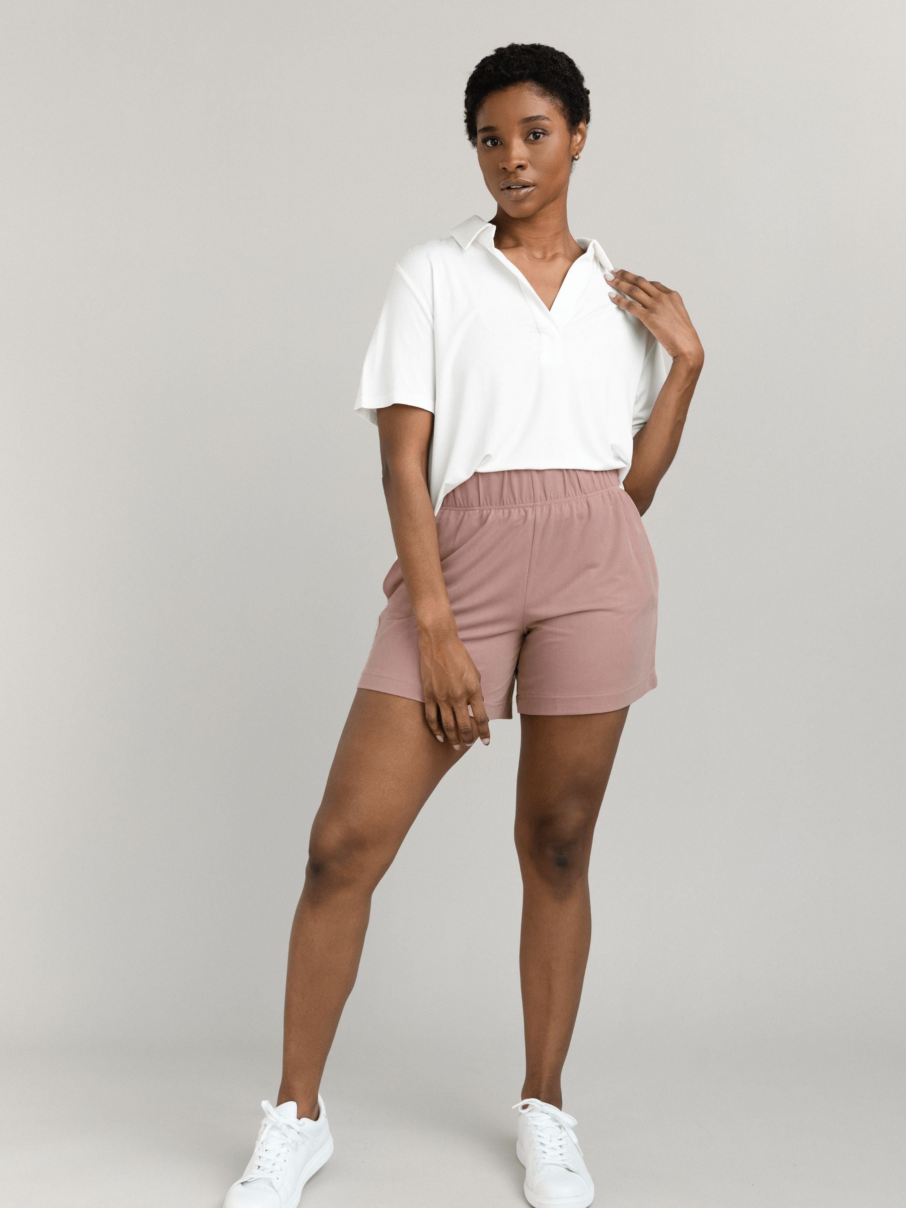 Women's Modern Modal Mid-Length Shorts in Antique Rose