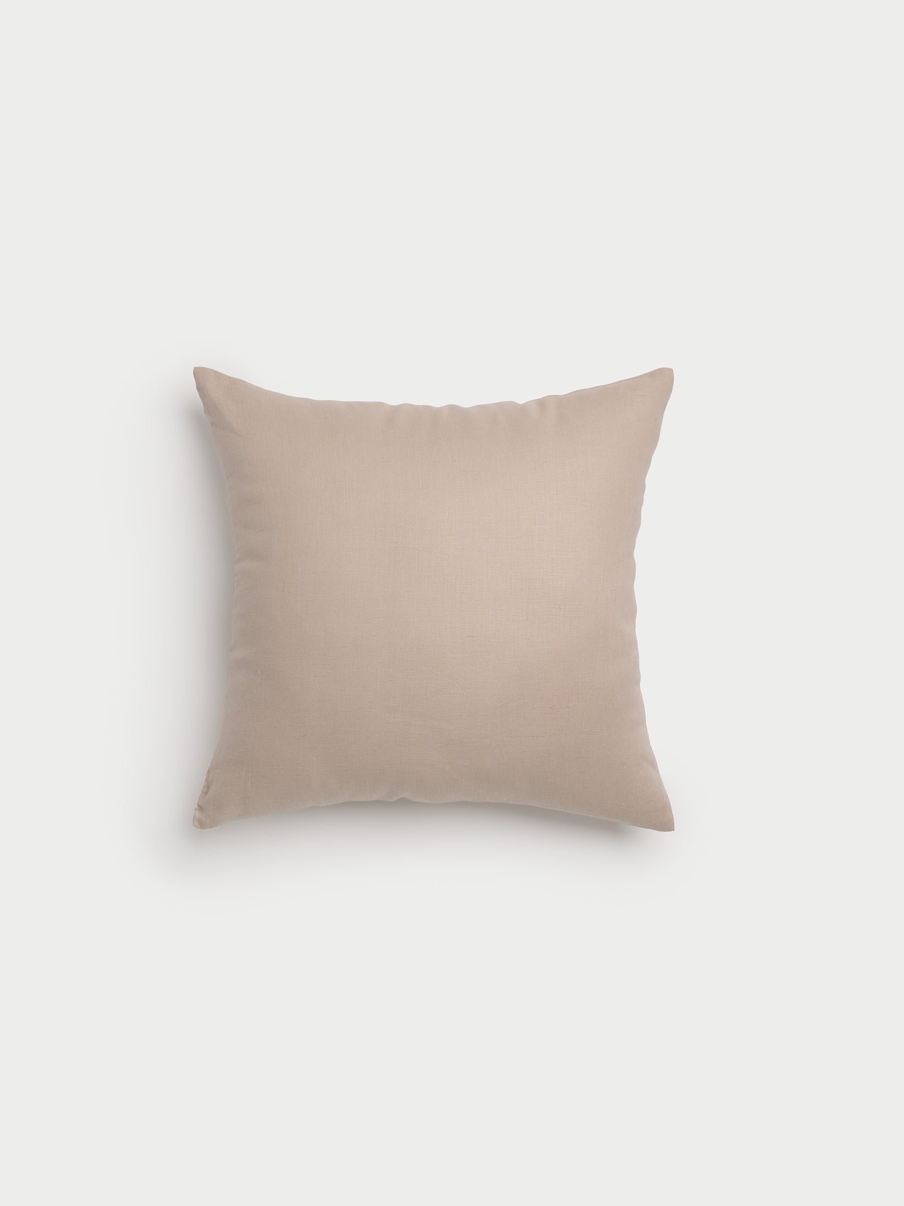 A beige Linen Throw Pillow from Cozy Earth set against a plain white background. |Color:Birch|Size:20" x 20"