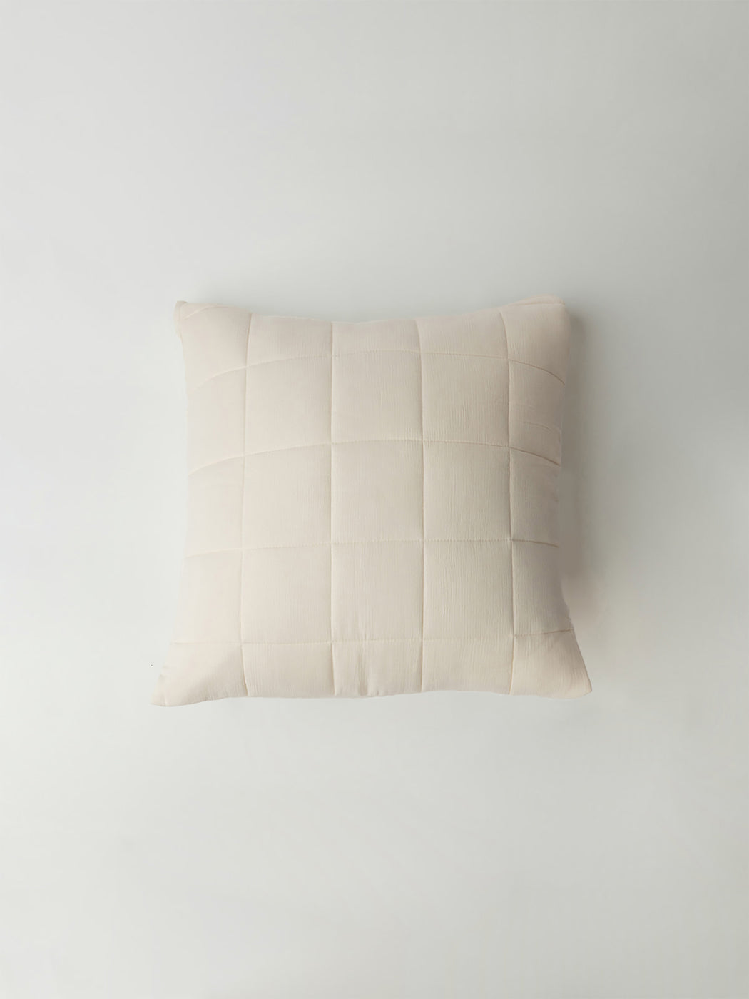 Buttermilk Aire Bamboo Box Quilt Euro Sham king size. The sham is resting on a white background|Color:Buttermilk|Size:King