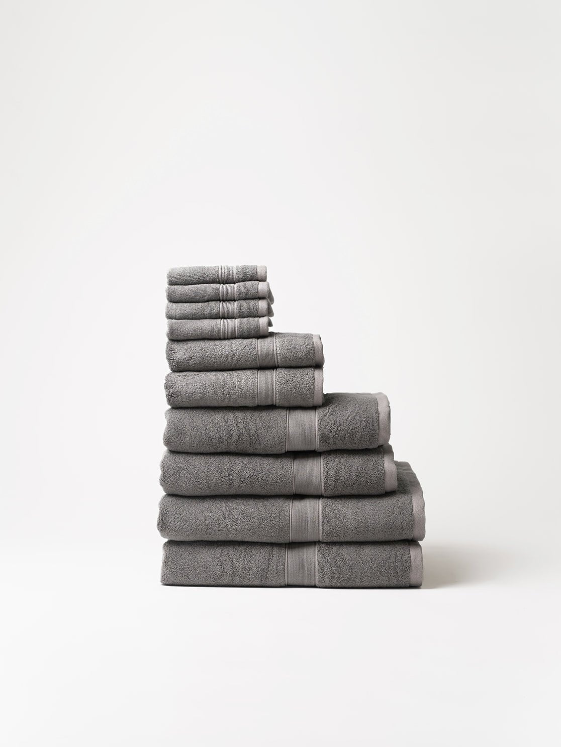 Complete luxe bath bundle folded with white background |Color:Charcoal