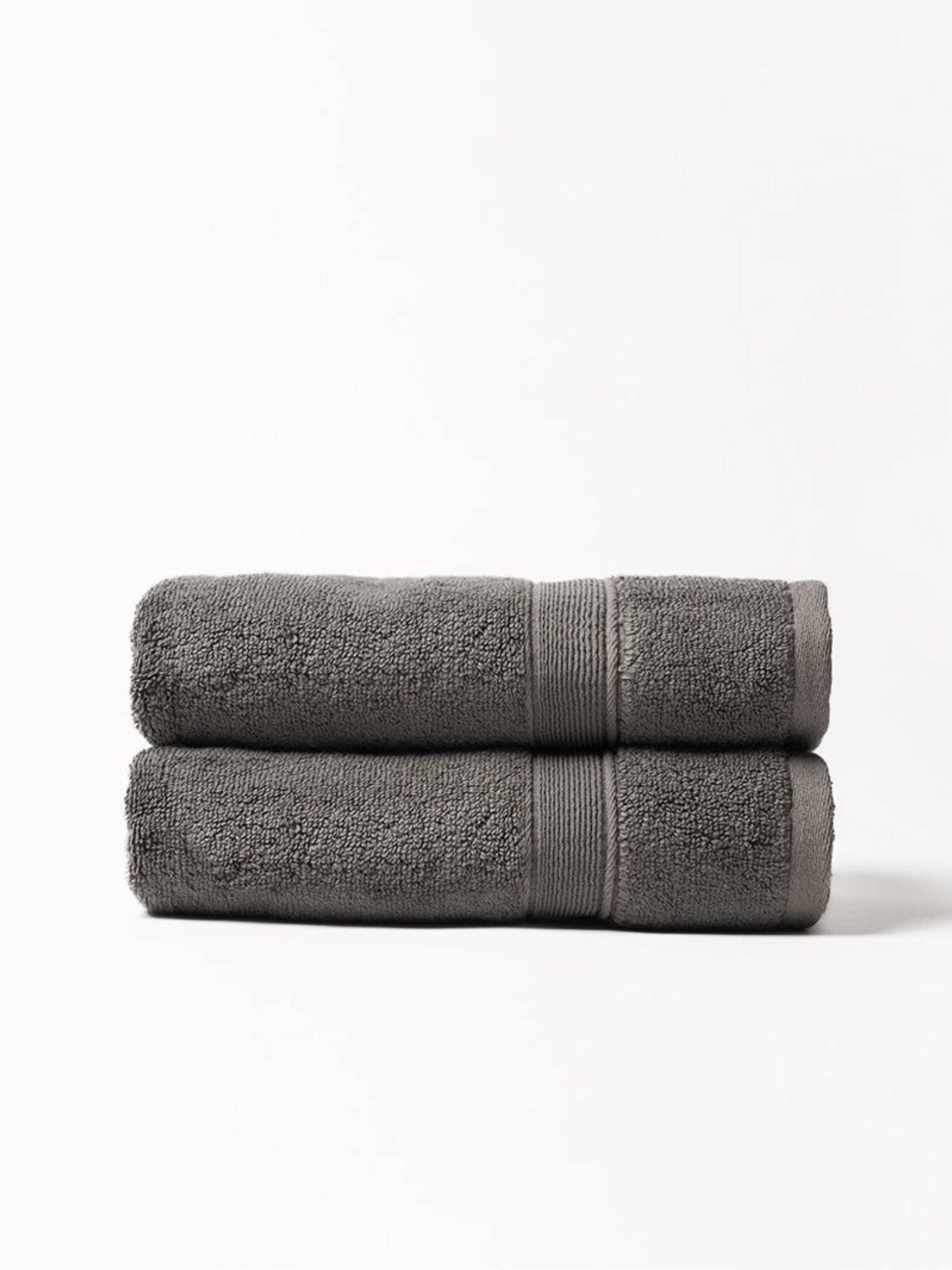 Charcoal luxe bath towels folded with white background |Color:Charcoal