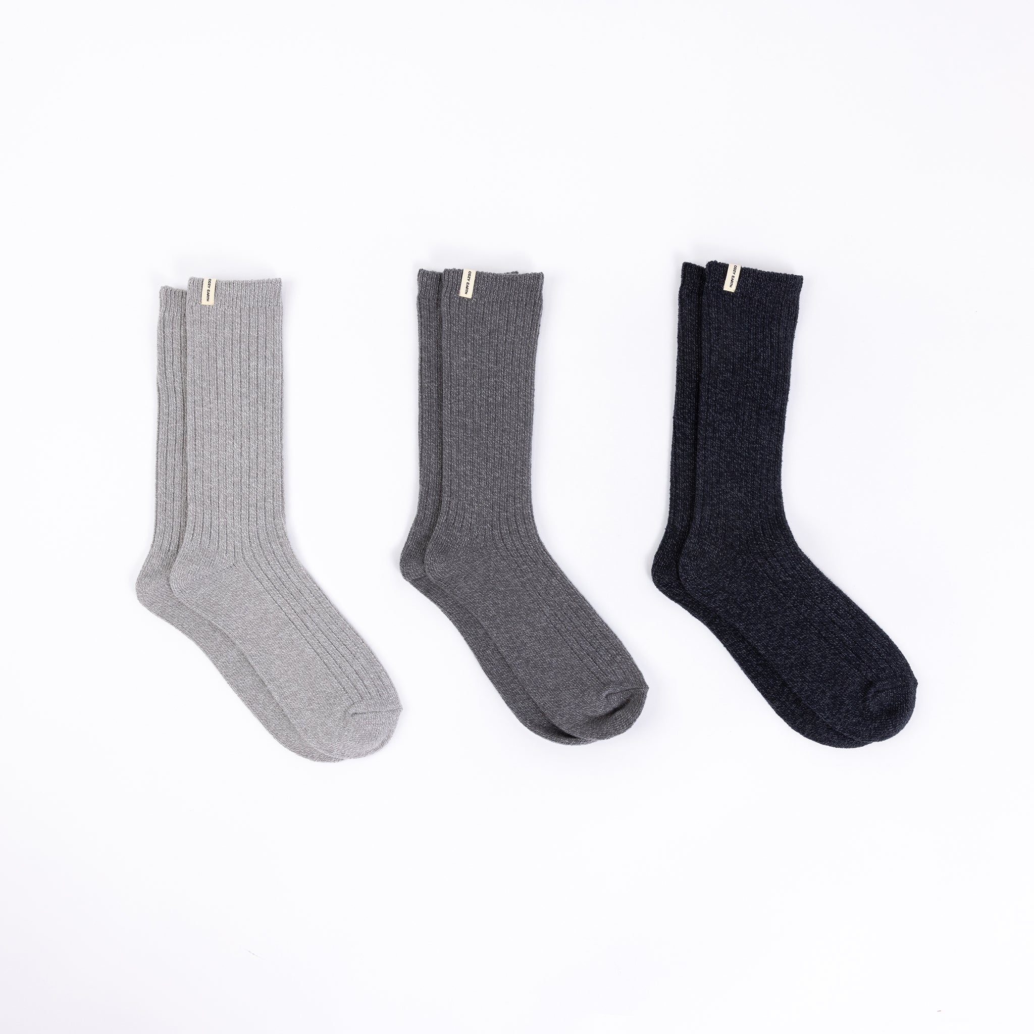 Cozy Earth Plush Lounge Sock 3-Pack in Charcoal, Coal, and Stone |Color:Charcoal/Coal/Stone