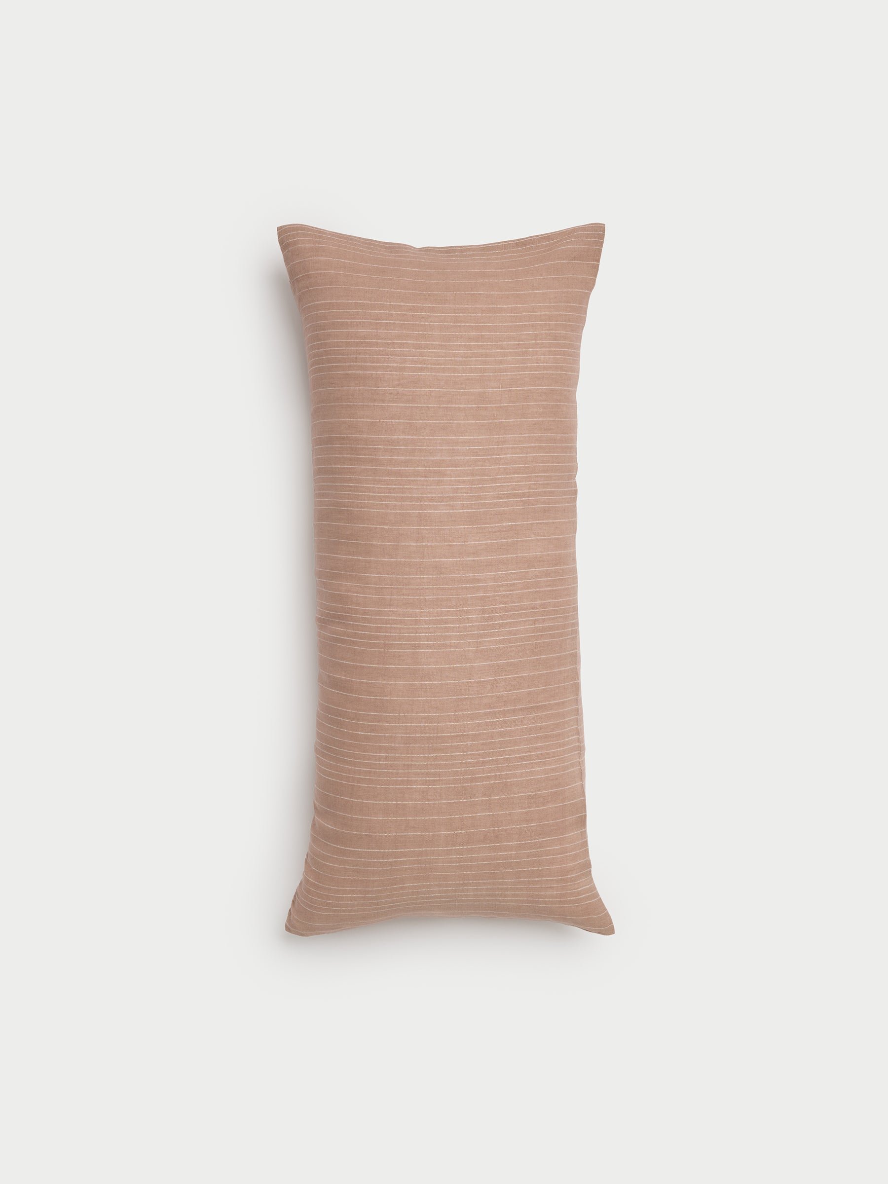 Cozy Earth striped throw pillow with plain white background 