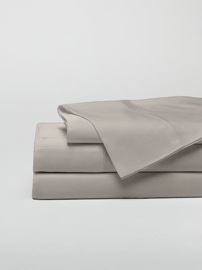 Dove Grey sheet set folded up with white background |Color:Dove Grey