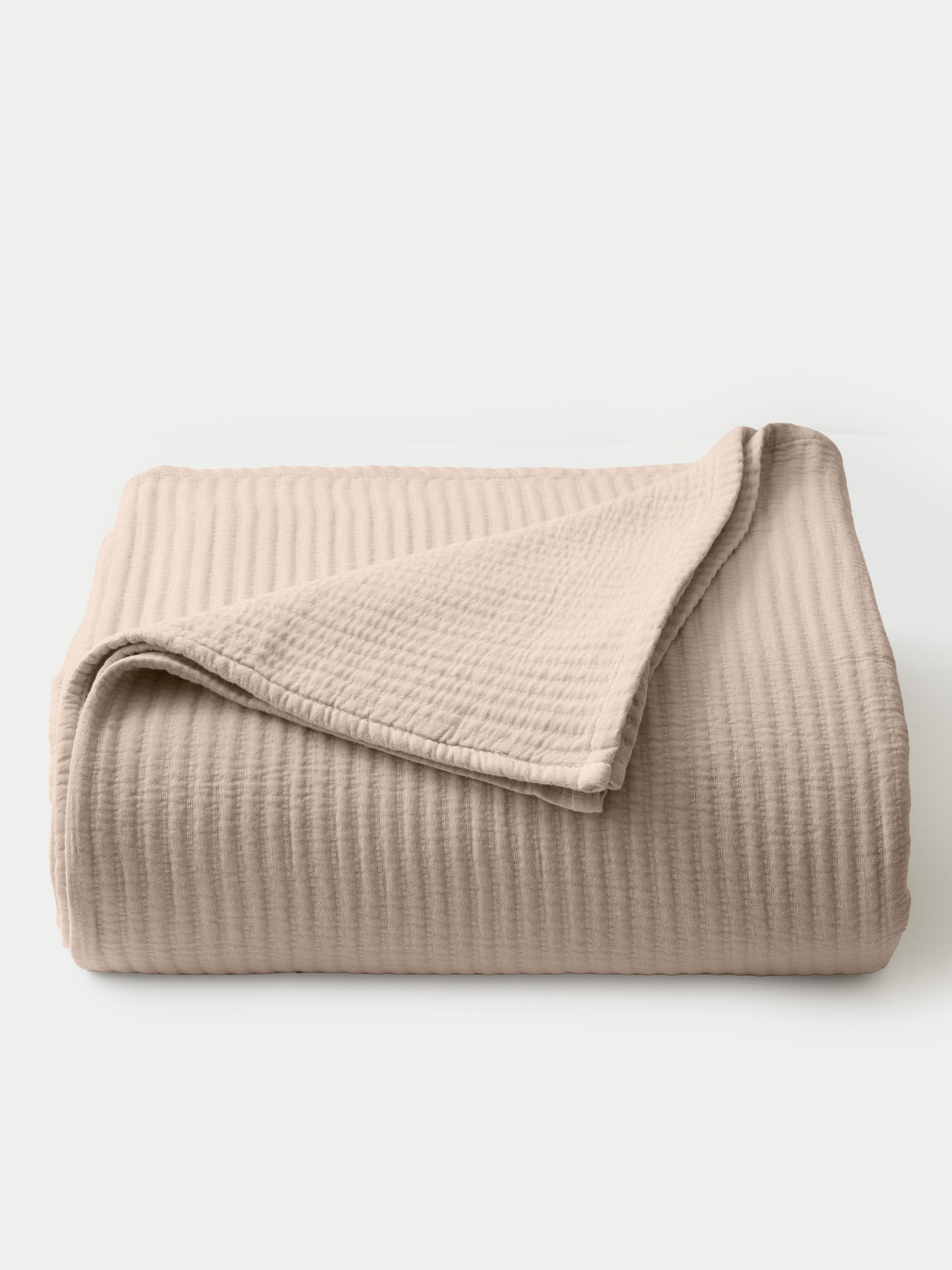 Driftwood coverlet folded with white background |Color:Driftwood