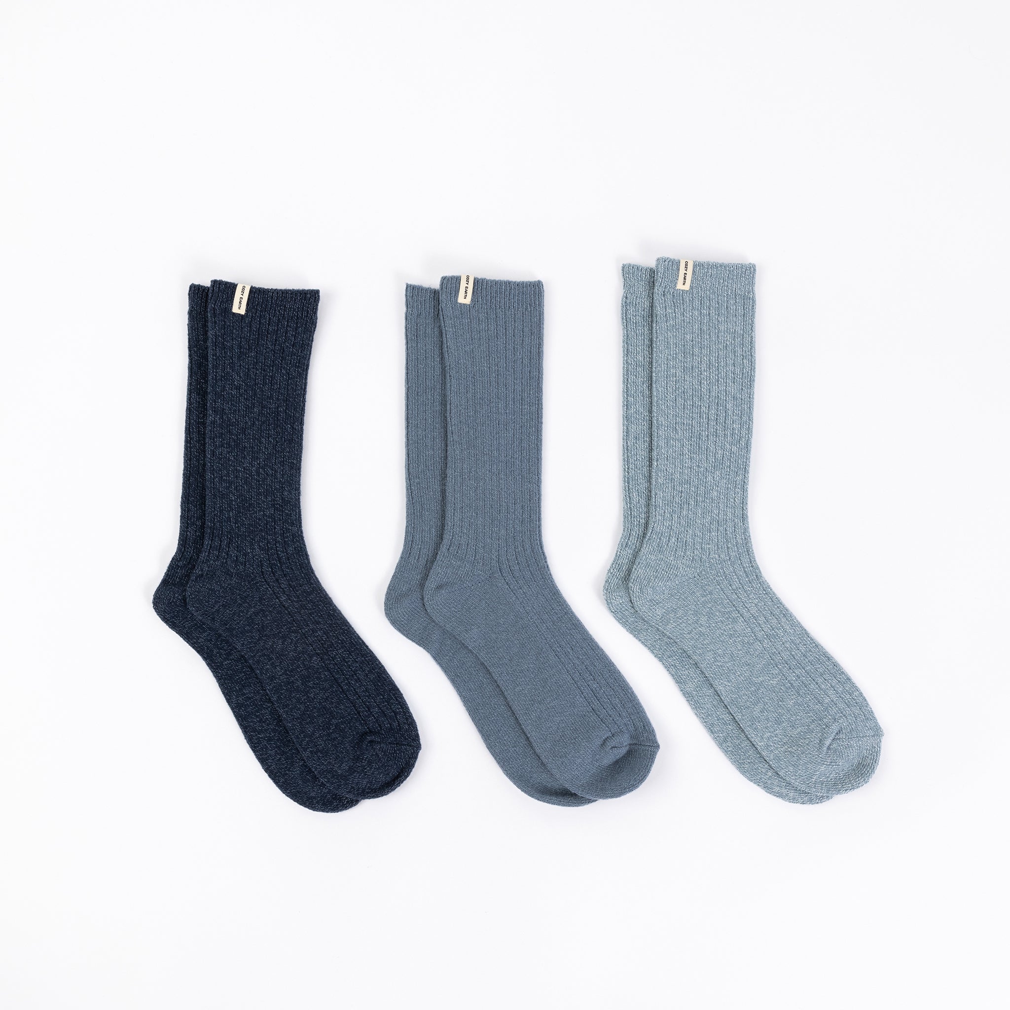 Cozy Earth Plush Lounge Sock 3-Pack in Eclipse, Deep Blue, and Smokey Blue |Color:Eclipse/Deep Blue/Smokey Blue