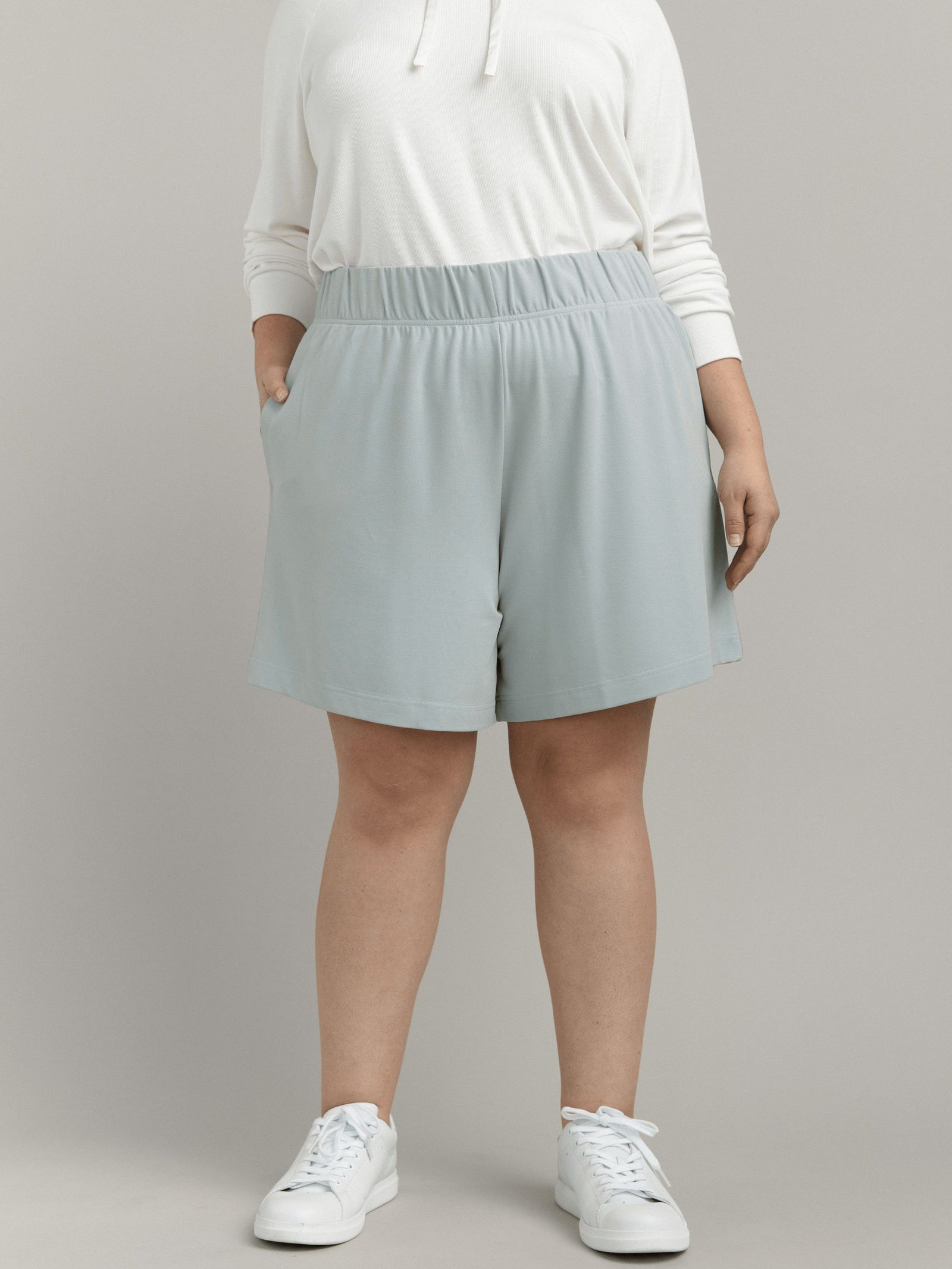 Women's Modern Modal Mid-Length Shorts in Glacier