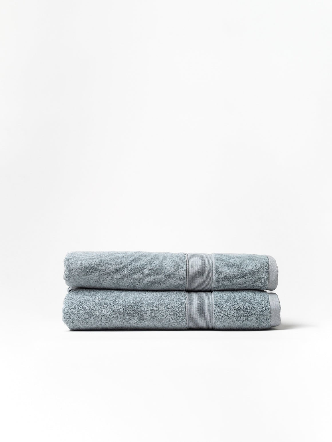 Two luxe bath sheets folded with white background |Color:Harbor Mist