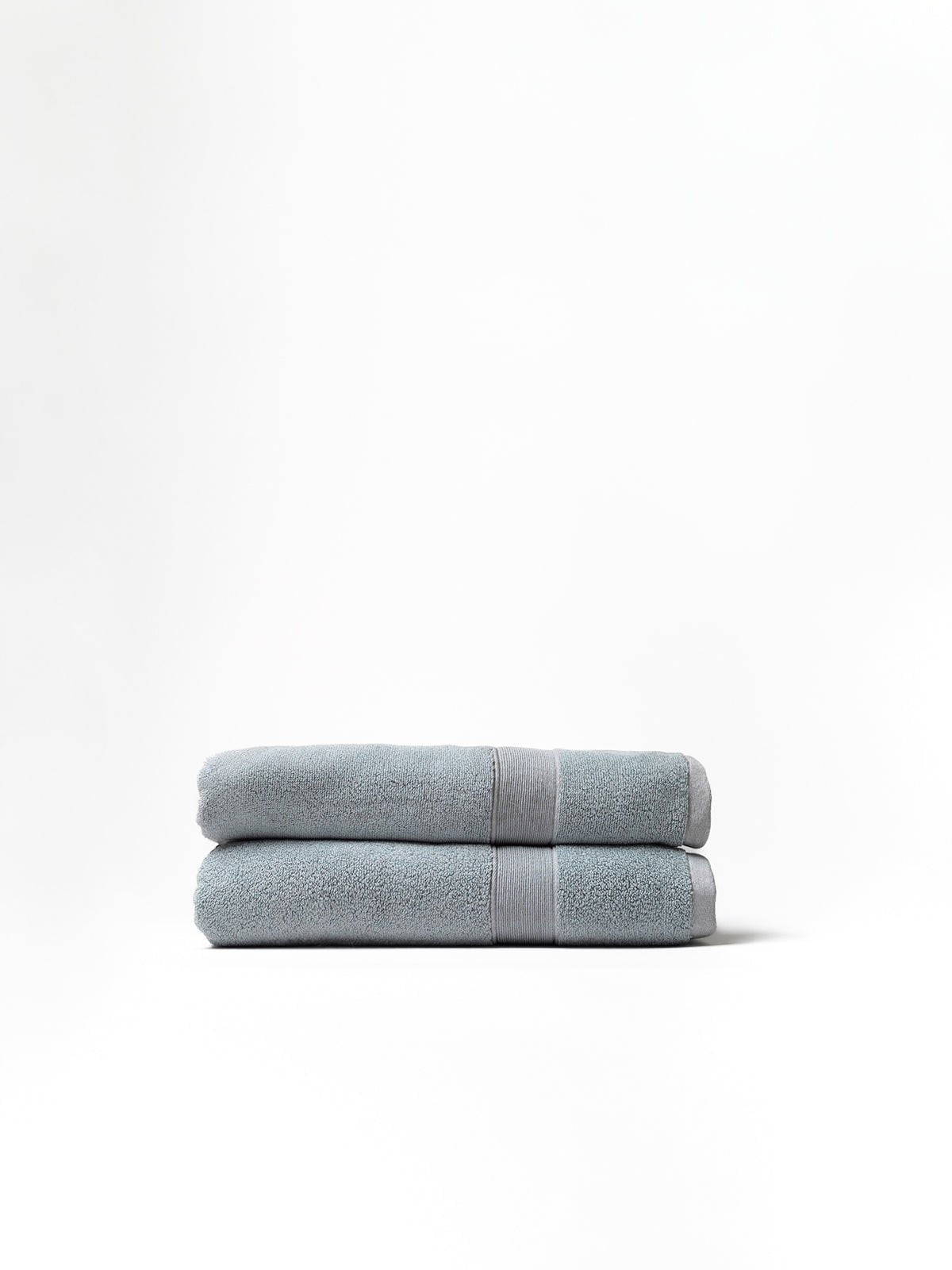 Harbor mist luxe bath towels folded with white background |Color:Harbor Mist
